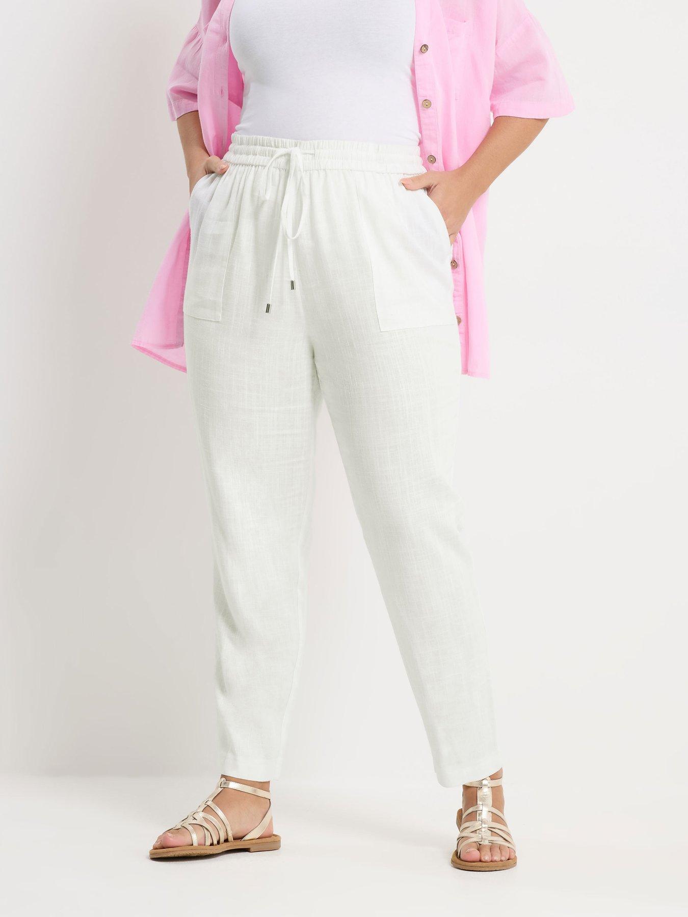 yours-curve-tapered-linen-jogger-whitefront