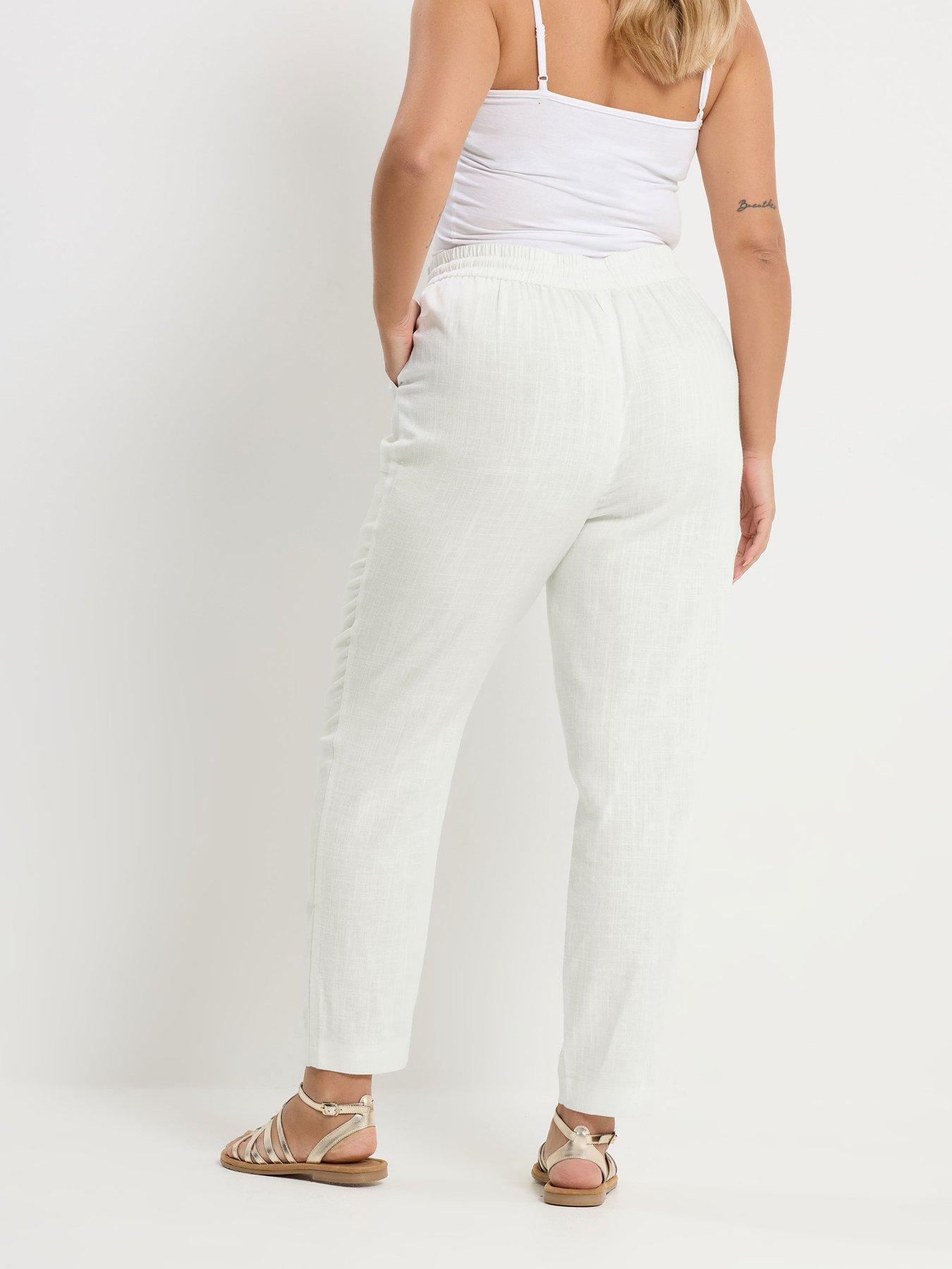 yours-curve-tapered-linen-jogger-whitestillFront