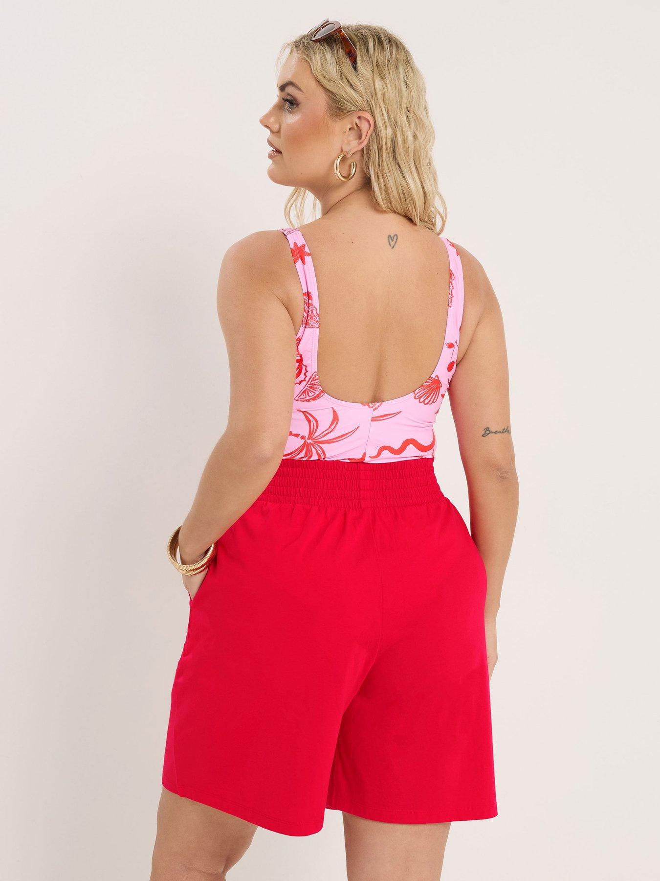 yours-curve-jersey-shirred-shortsstillFront