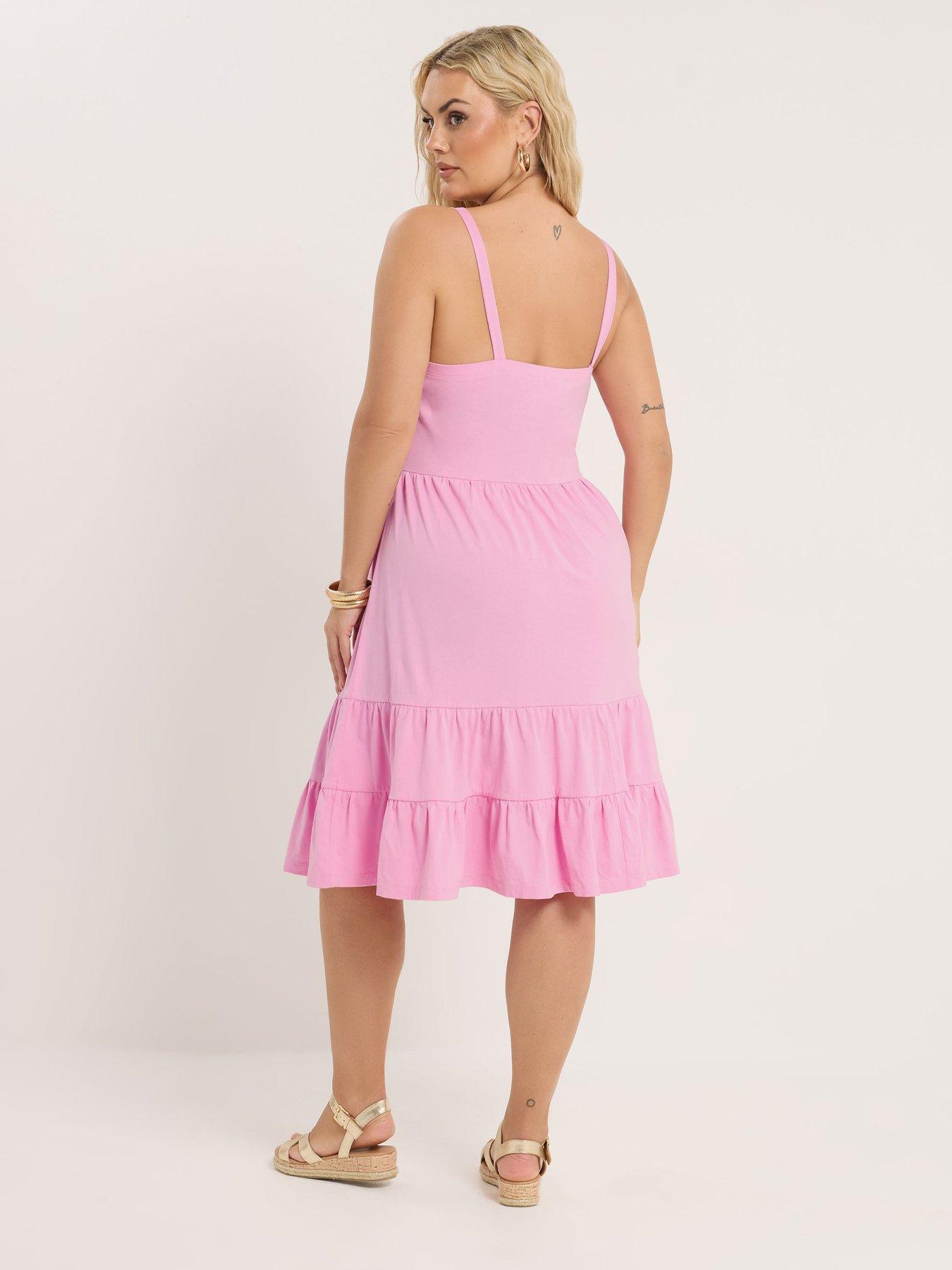 yours-curve-mini-beach-lace-jersey-dress-pinkstillFront