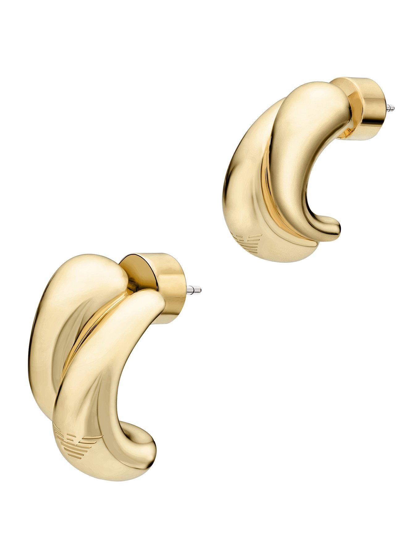 Emporio Armani Emporio Armani Womens Gold-Tone Brass Hoop Earrings, EGS3339710
