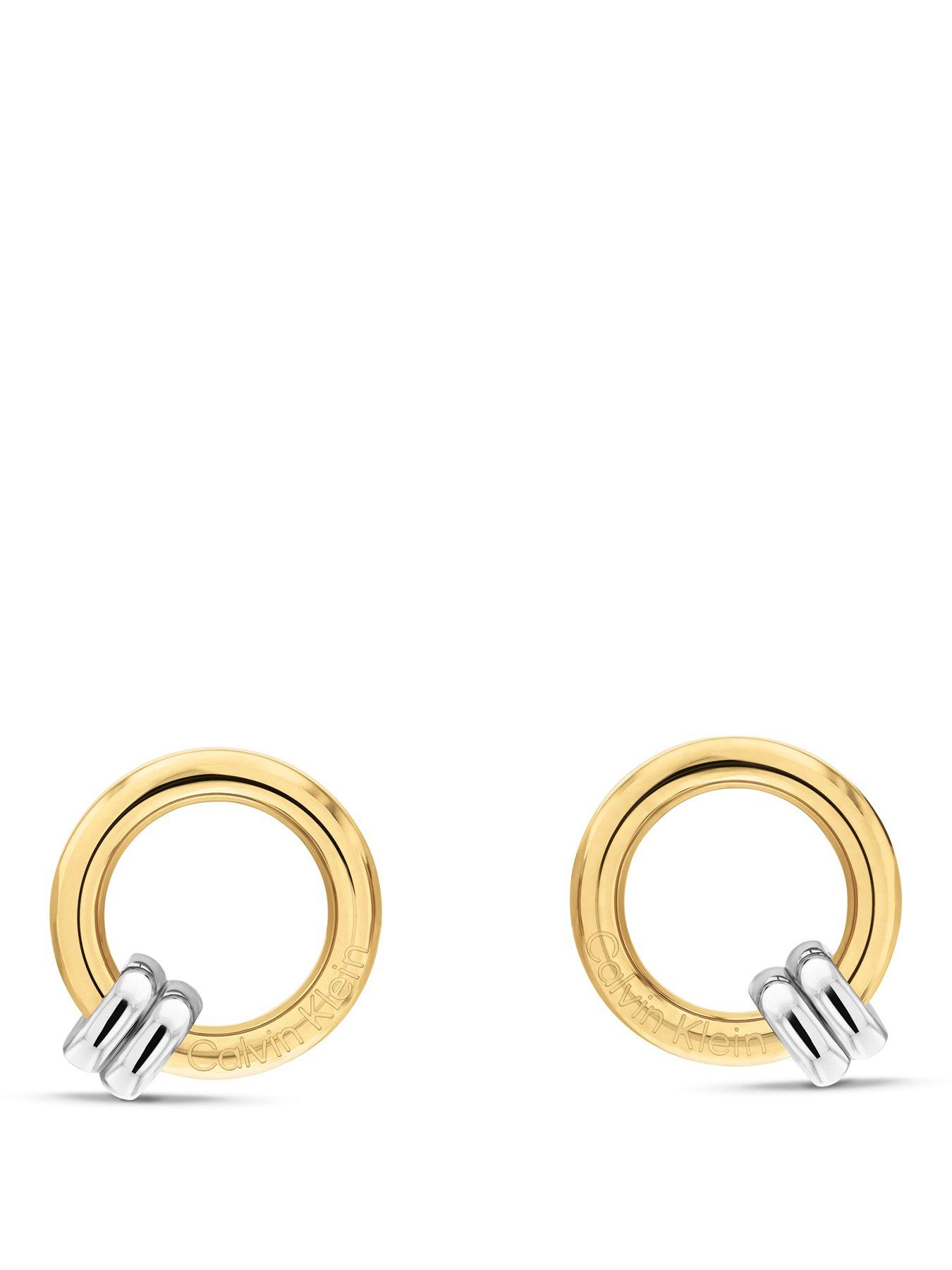 Calvin Klein Womens CK Duality Stainless Steel & Gold Plated Earrings