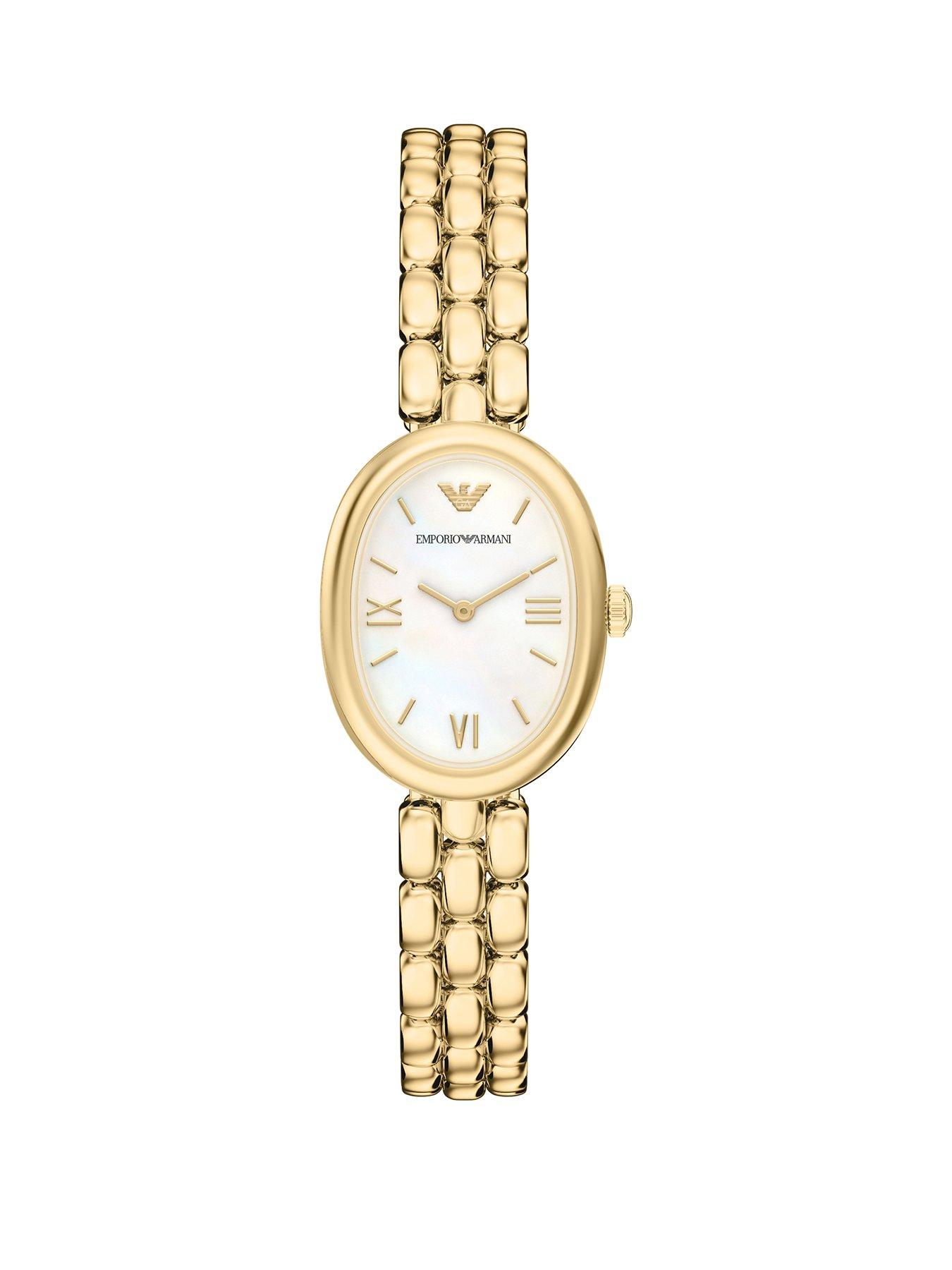 Emporio Armani Emporio Armani Womens Sinfonia Two-Hand Gold-Tone Stainless Steel Watch, AR11777