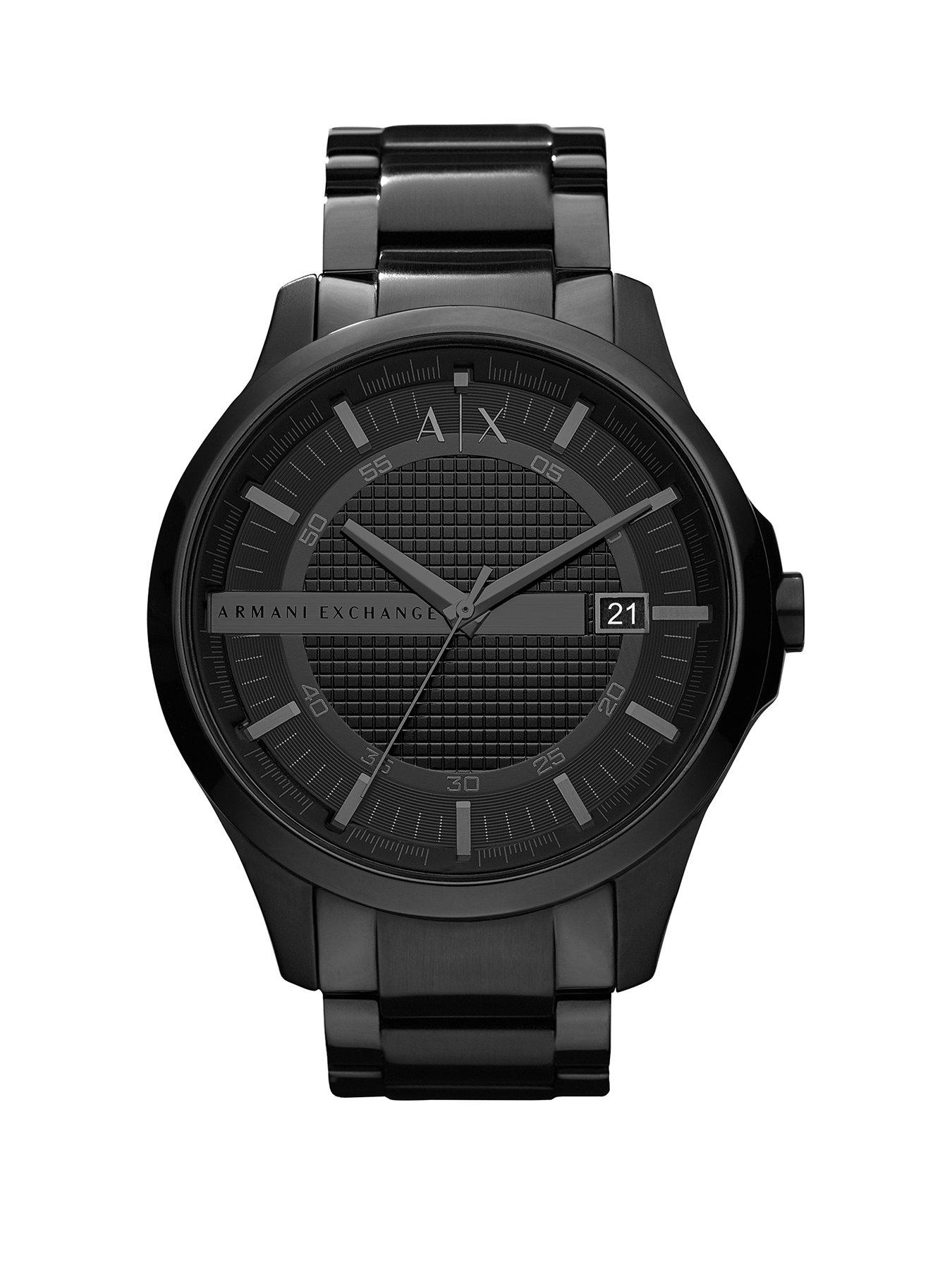 Armani Exchange Armani Exchange Mens Three-Hand Date, Black Stainless Steel Watch, AX2104