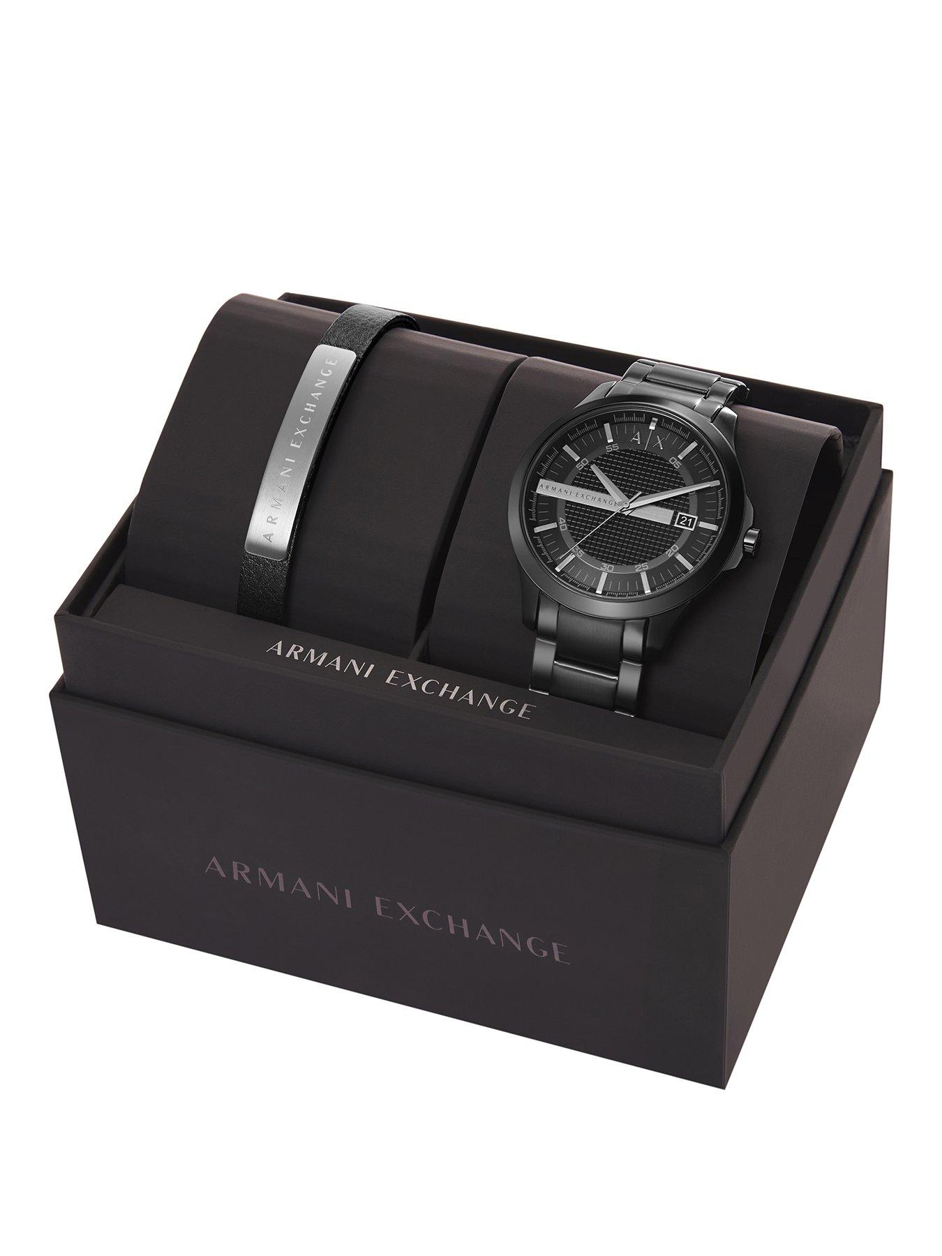Armani Exchange Armani Exchange Mens Three-Hand Date, Black Stainless Steel Watch, AX7101