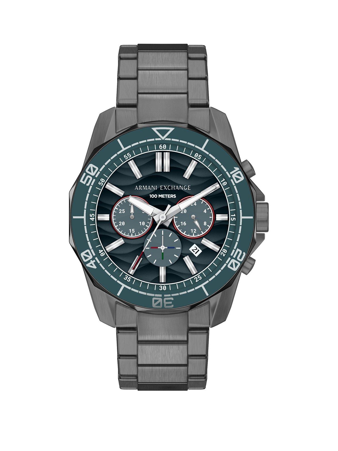 Armani Exchange Armani Exchange Mens Chronograph Gunmetal Stainless Steel Watch, AX1972