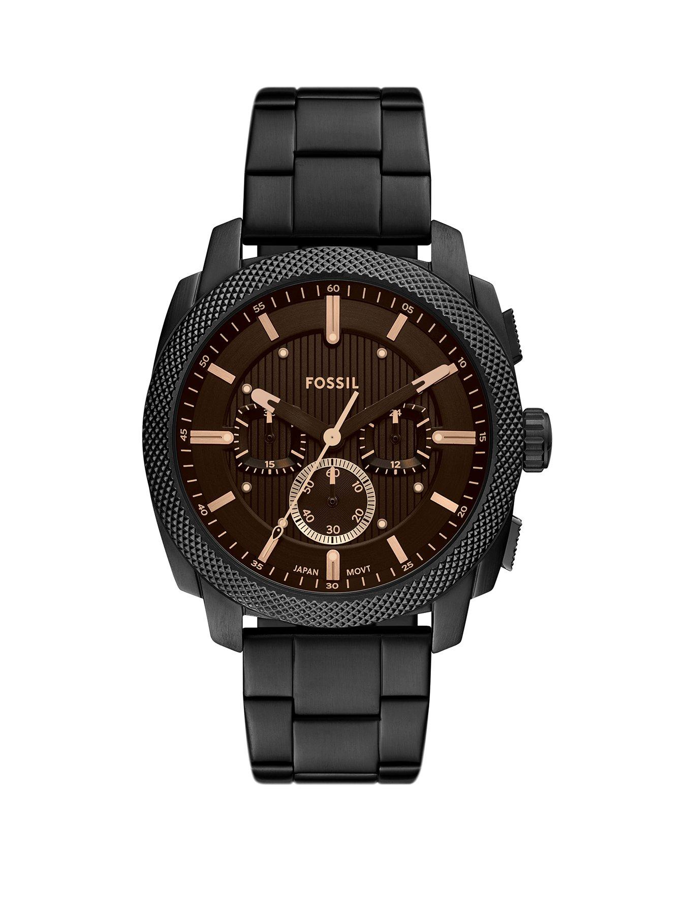 Fossil Fossil Mens Machine Chronograph, Black Stainless Steel Watch, FS6097