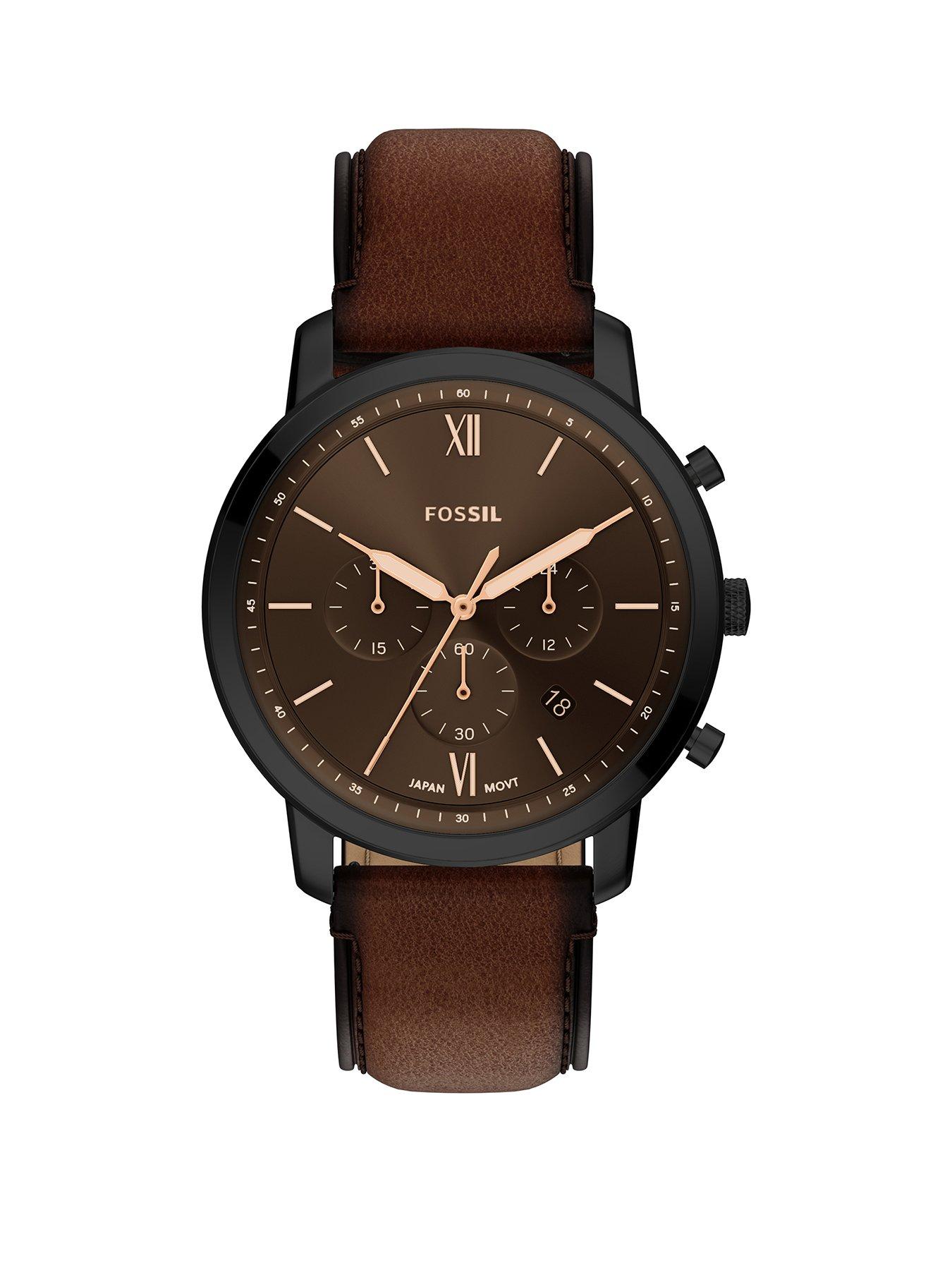 Fossil Fossil Mens Neutra Chronograph Brown Leather Watch, FS6163