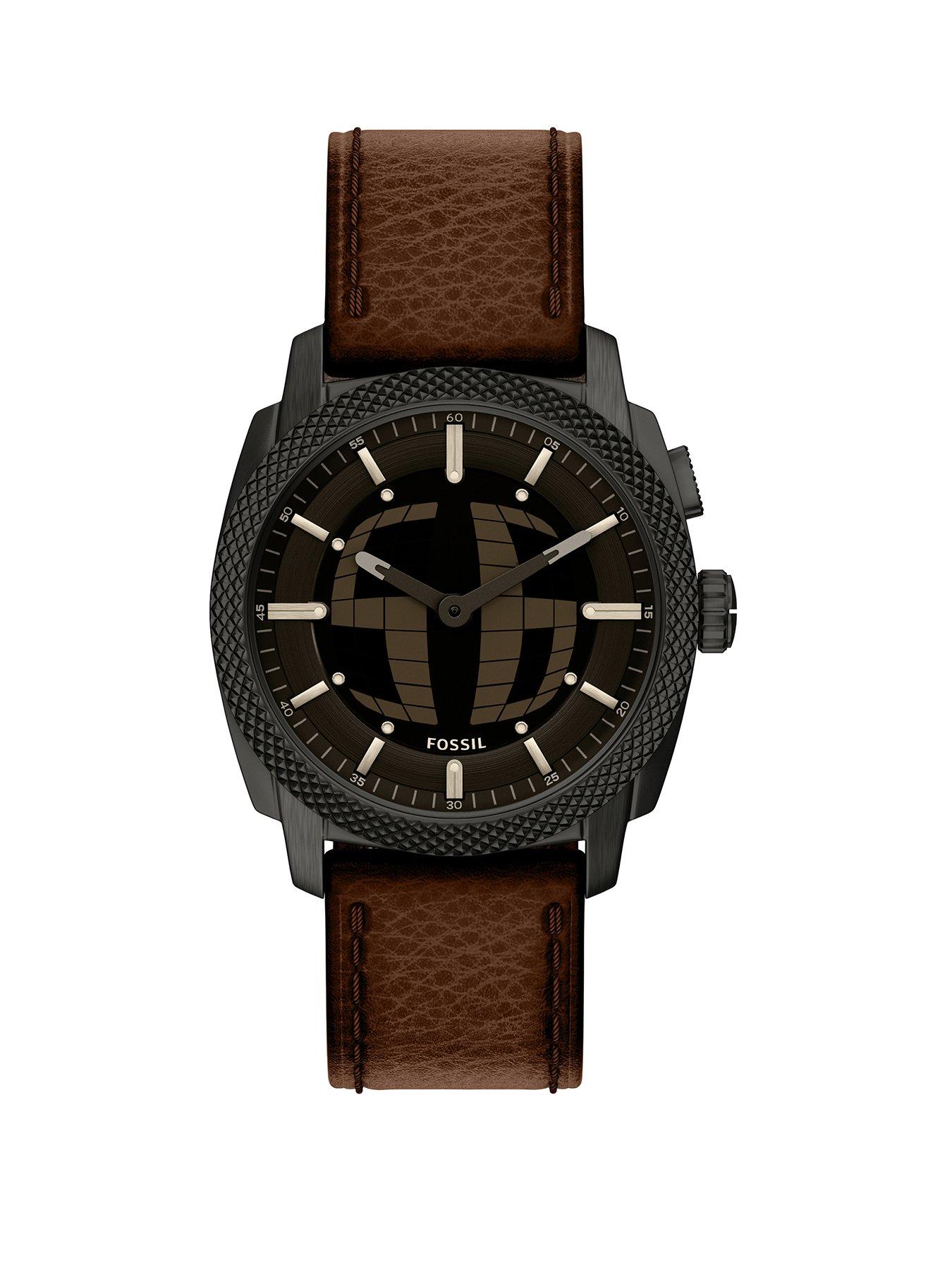 Fossil Fossil Mens Machine Big Tic Brown Leather Watch, FS6165