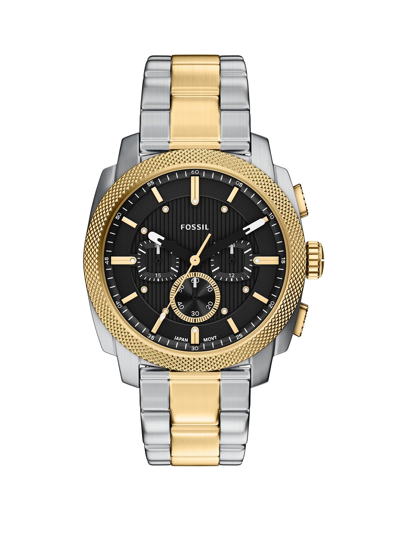 Fossil Fossil Mens Machine Chronograph Two-Tone Stainless Steel Watch, FS6159
