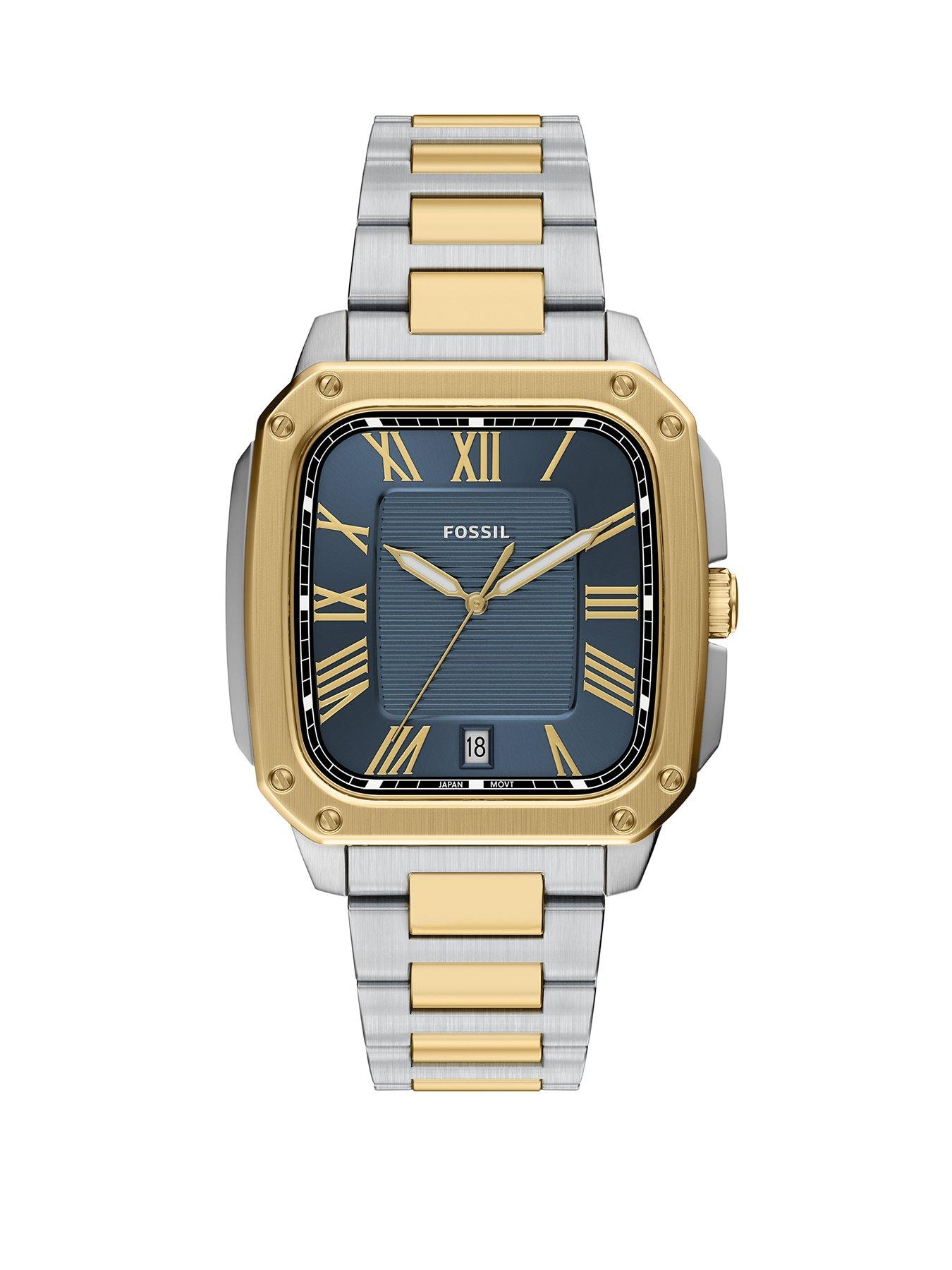 Fossil Fossil Mens Crosby Three-Hand Date Two-Tone Stainless Steel Watch, FS6161