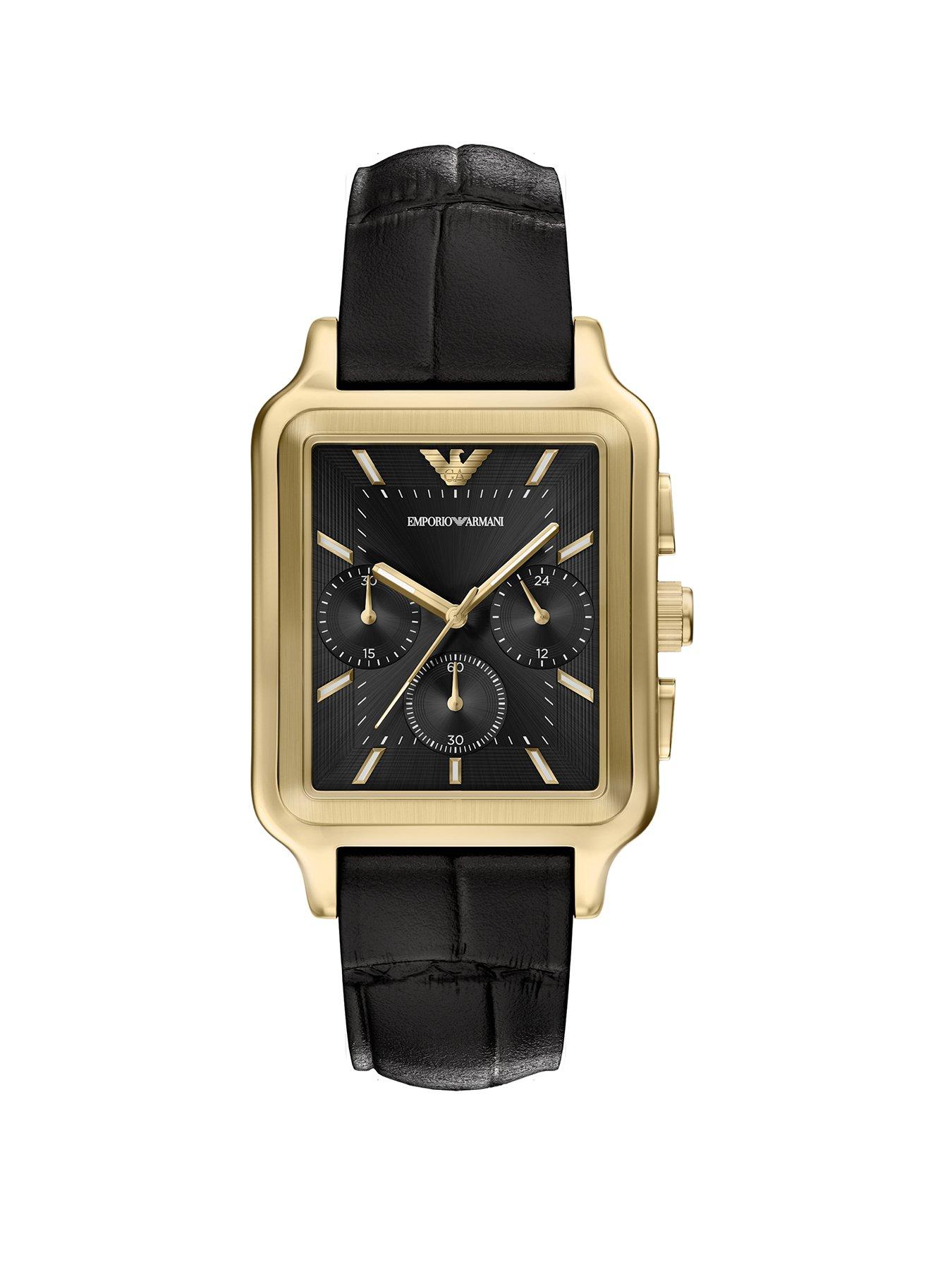 Emporio Armani Emporio Armani Mens Chronograph Black Leather Watch, AR11753