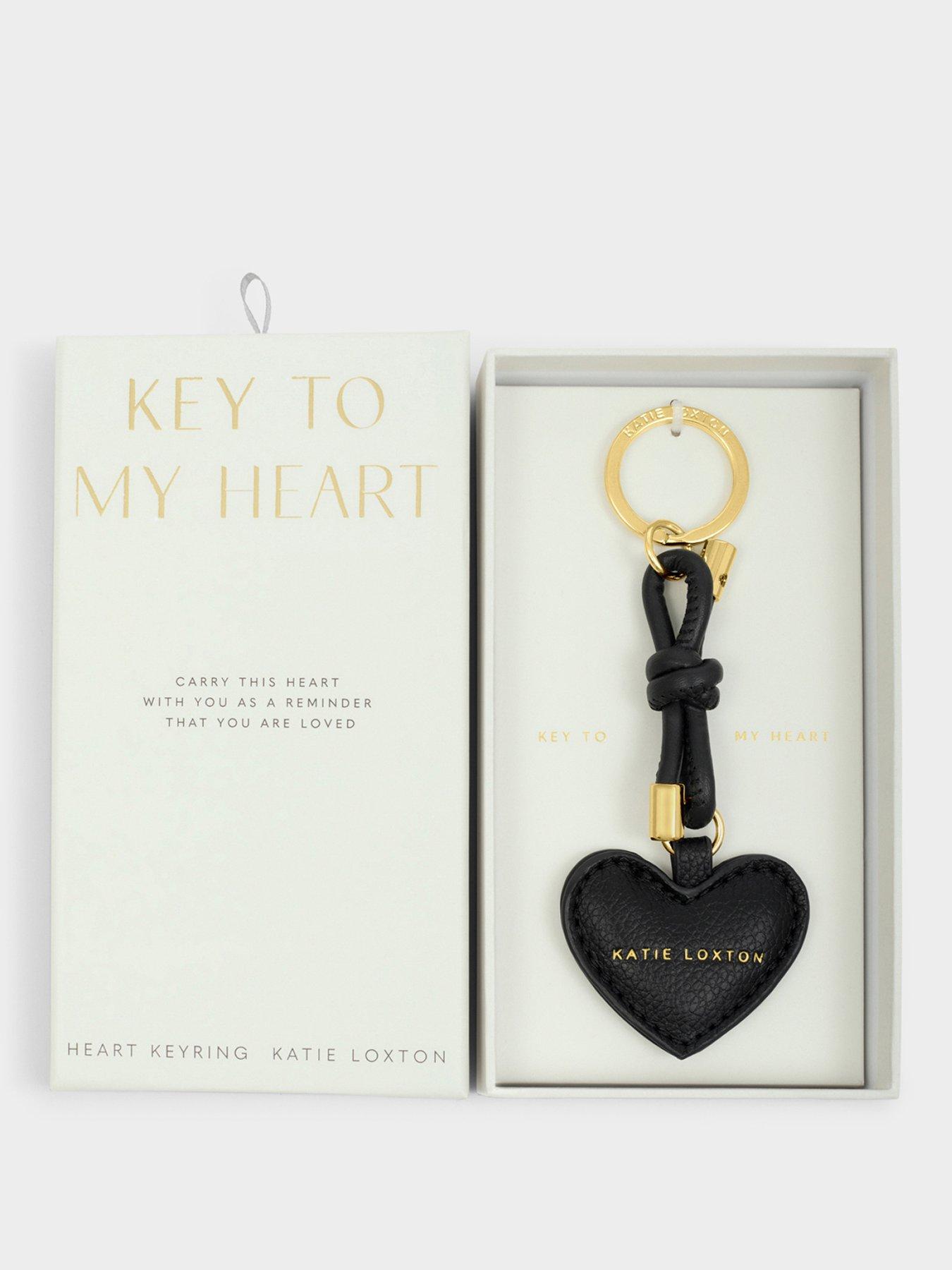 Katie Loxton KEY TO MY HEART GIFT BOXED KEYRING , Black , 7cm x 0.7cm