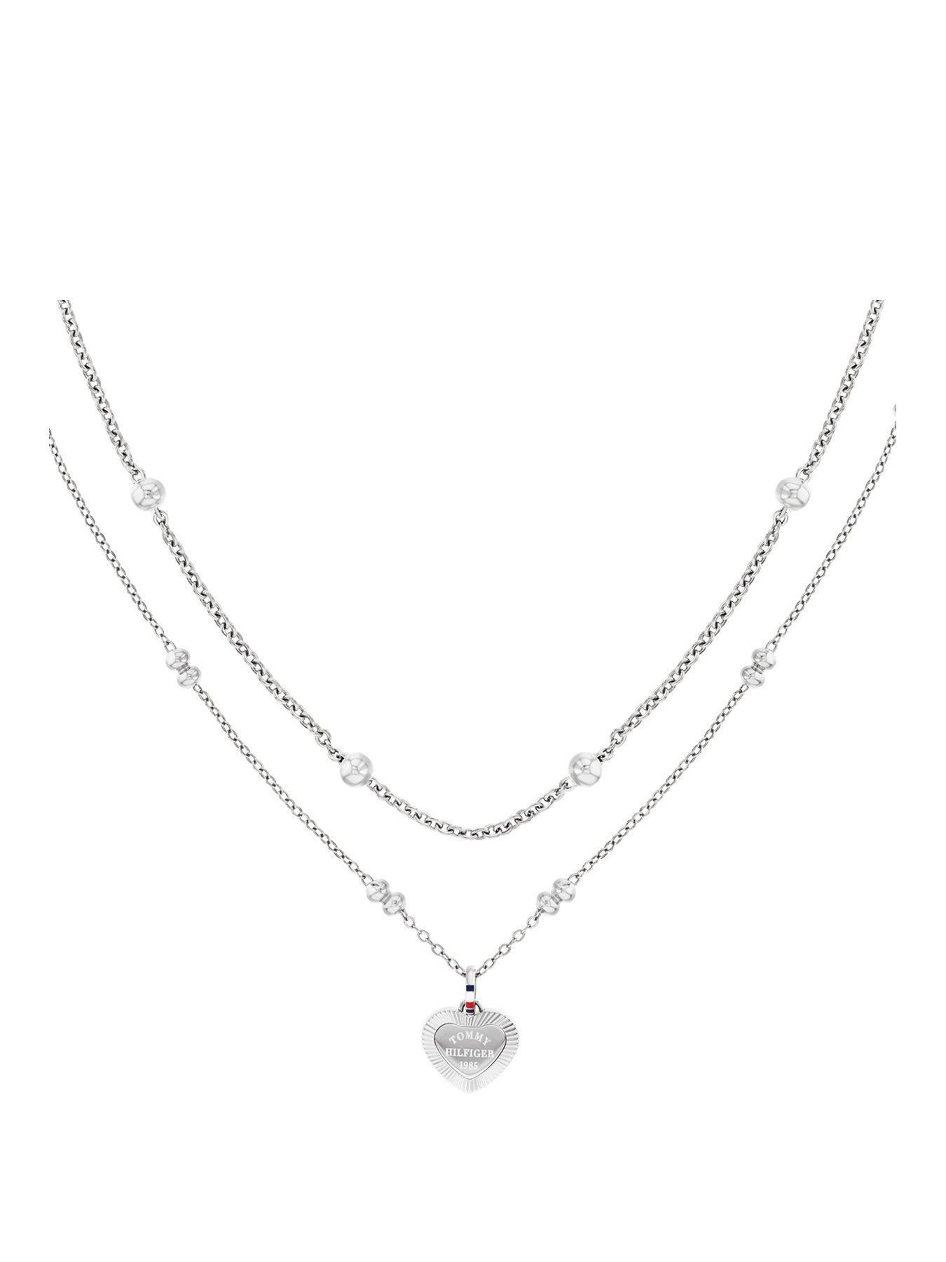 Tommy Hilfiger Womens Stainless Steel Layered Chain Necklace