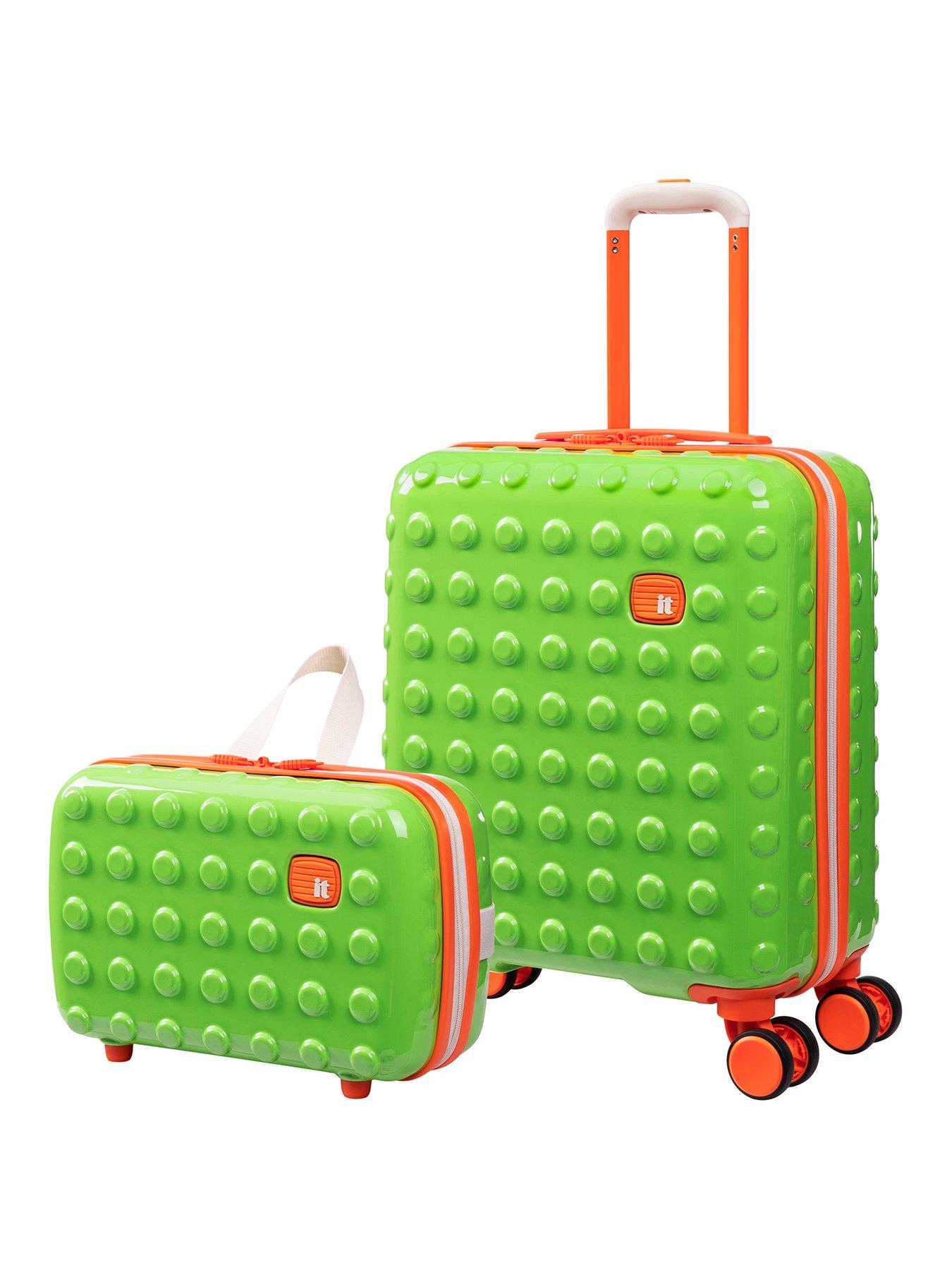 it-luggage-bobble-bloc-green-2pc-kids-suitcase-setfront