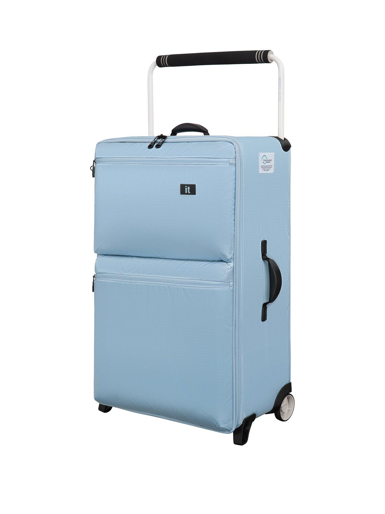 Image 1 of 6 of it Luggage Popstar Blue World's Lightest Wide Handle Large Suitcase
