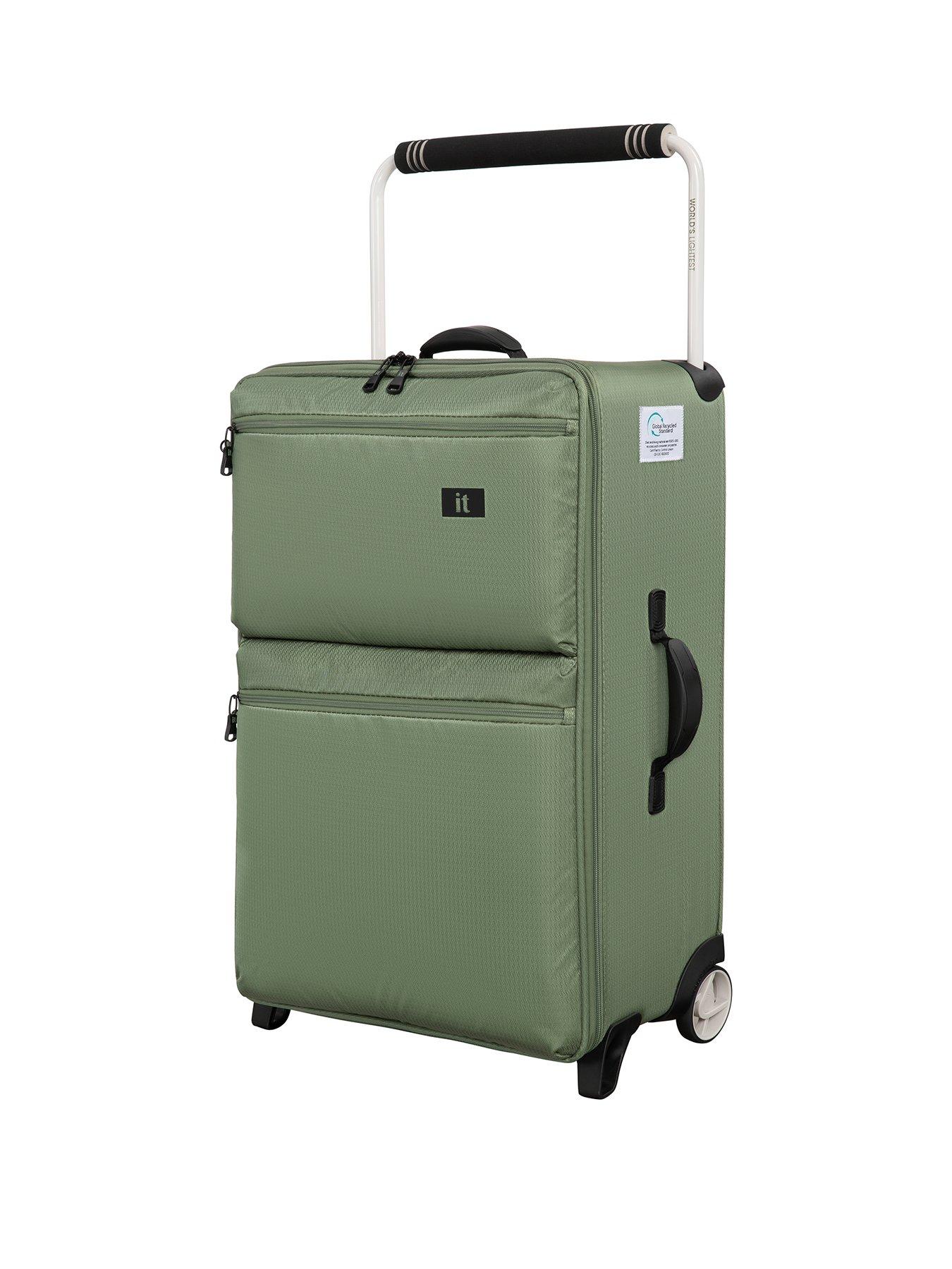 Image 1 of 6 of it Luggage Popstar Green World's Lightest Wide Handle Medium Suitcase