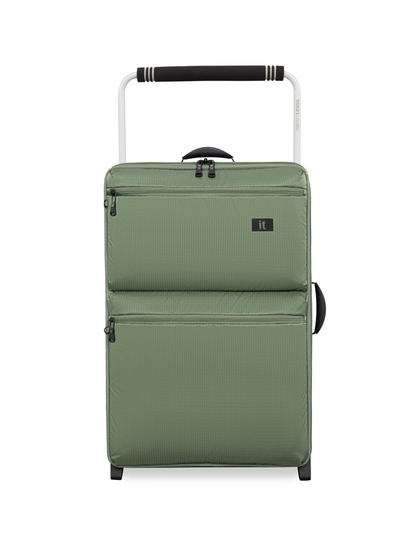 Image 2 of 6 of it Luggage Popstar Green World's Lightest Wide Handle Medium Suitcase