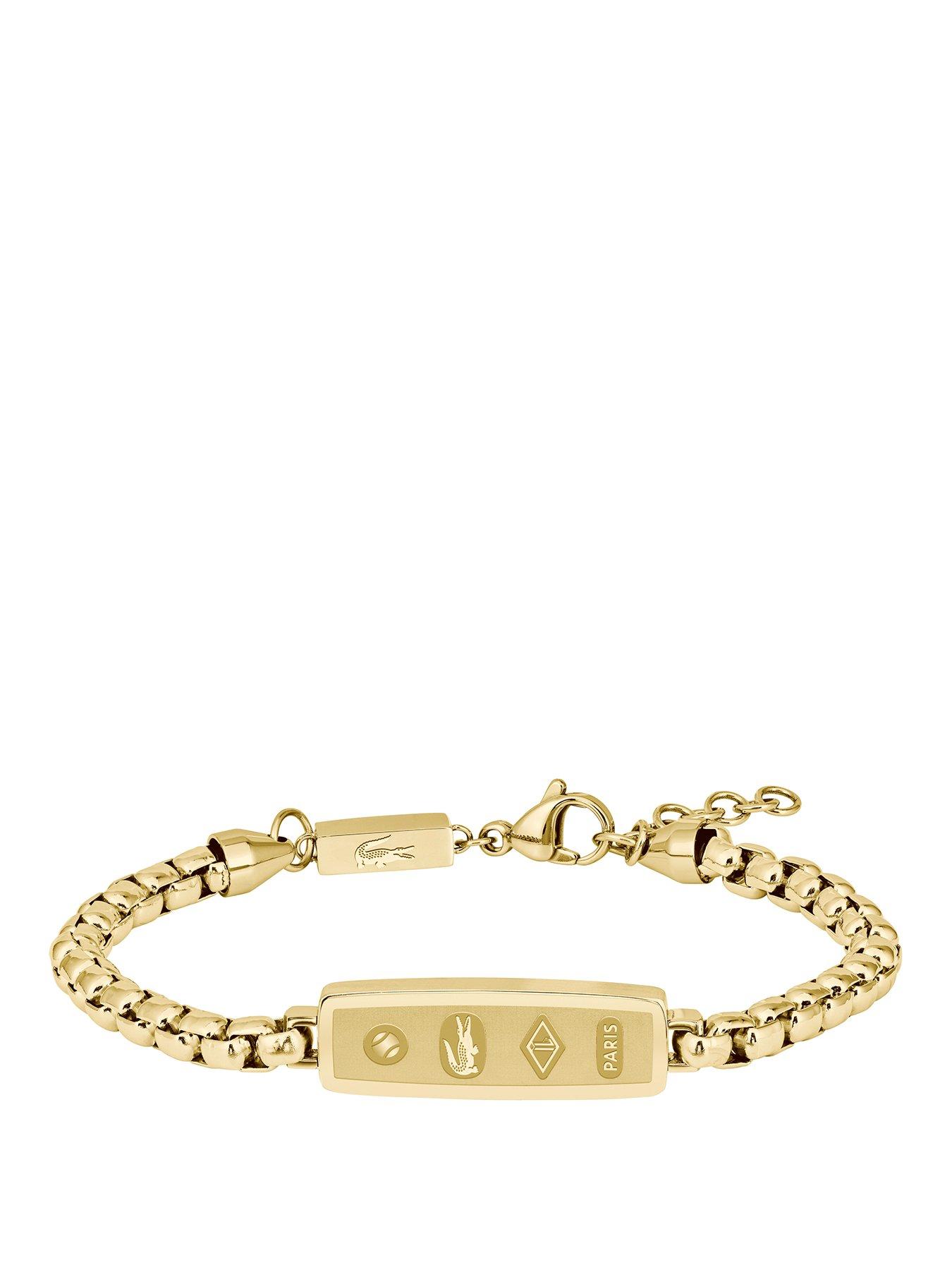 Lacoste Mens District Gold IP Reversible Pendant Bracelet