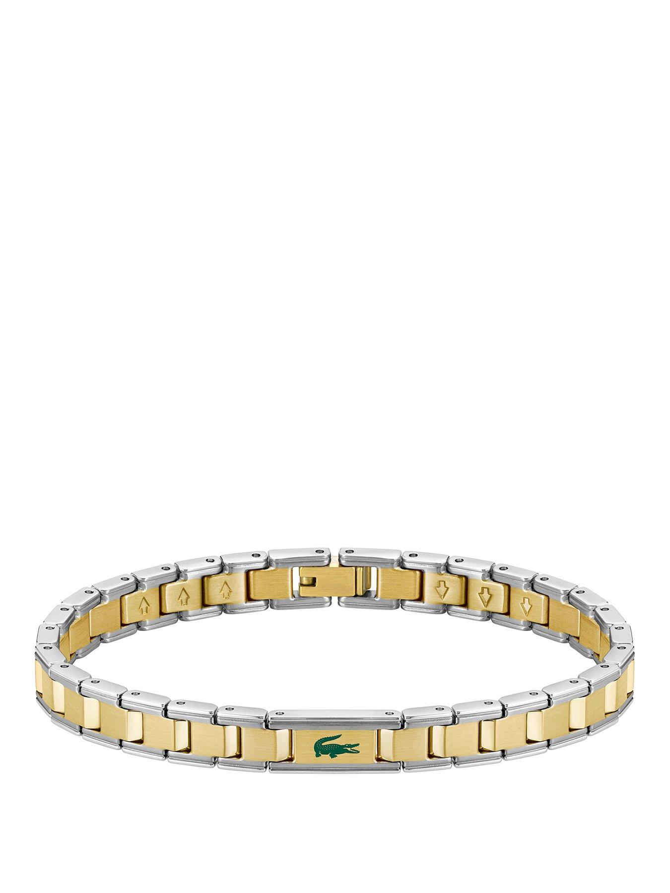 Lacoste Lacoste Mens Metropole Edge Two Tone Stainless Steel and Gold IP Link Bracelet