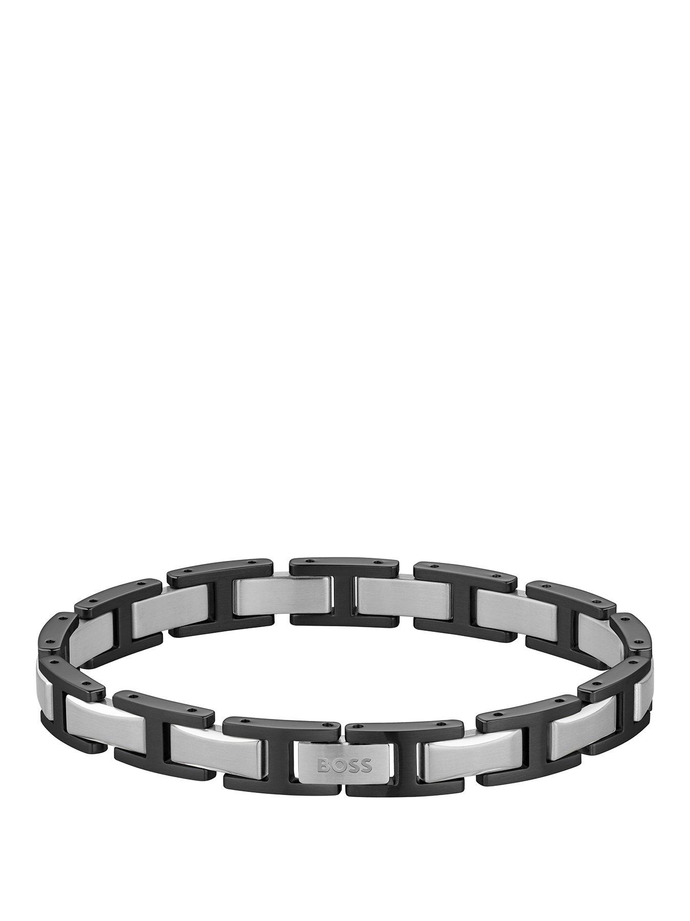 BOSS Gents BOSS Nolan Two Tone Black IP and Stainless Steel Bracelet