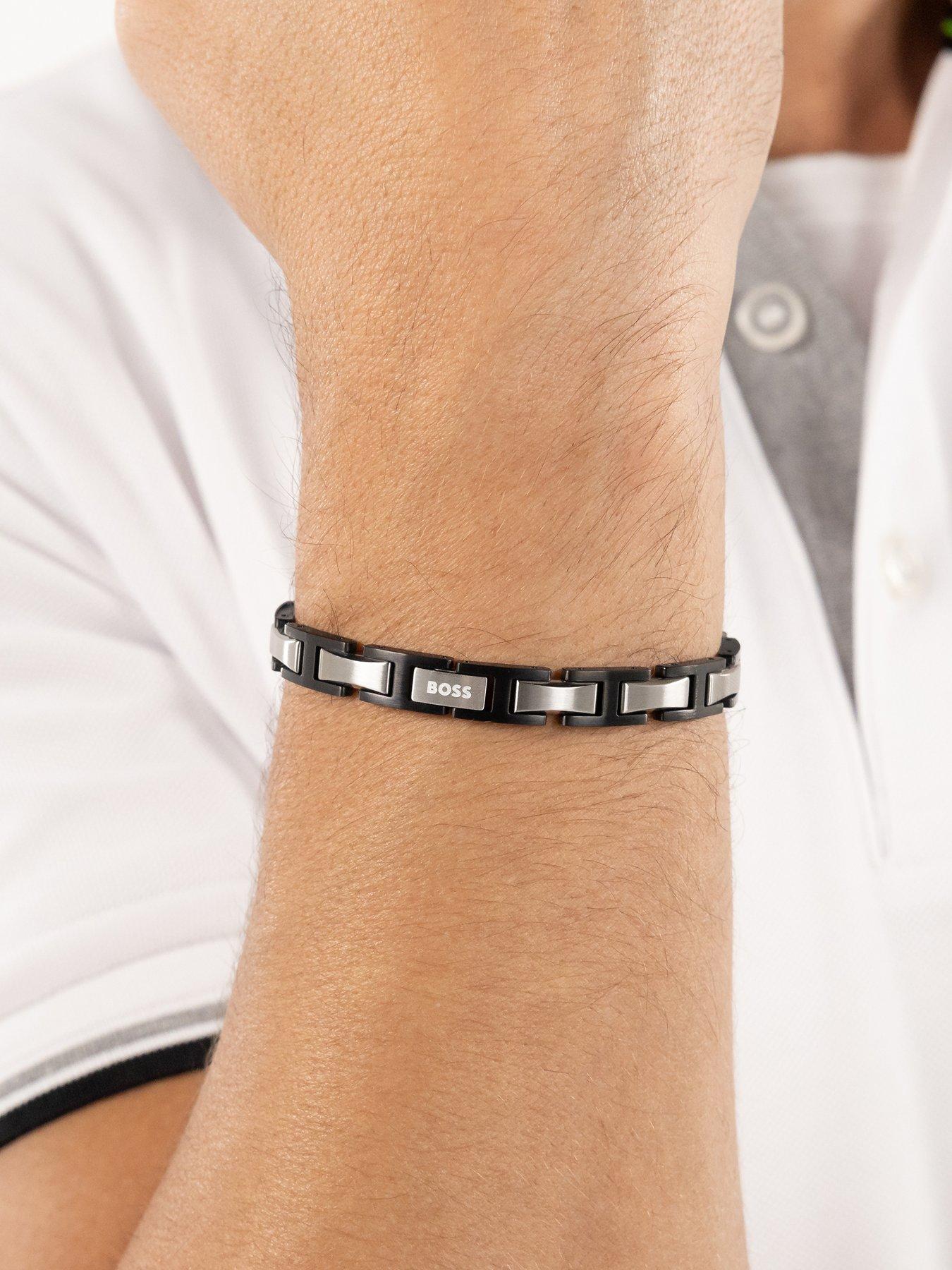 Image 4 of 7 of BOSS Gents Nolan Two Tone Black IP and Stainless Steel Bracelet