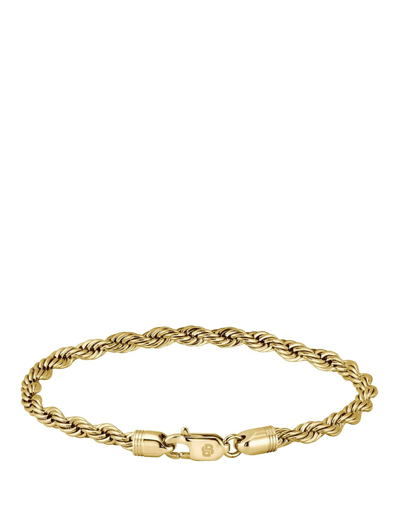 BOSS Gents Myles Gold IP Rope Chain Bracelet