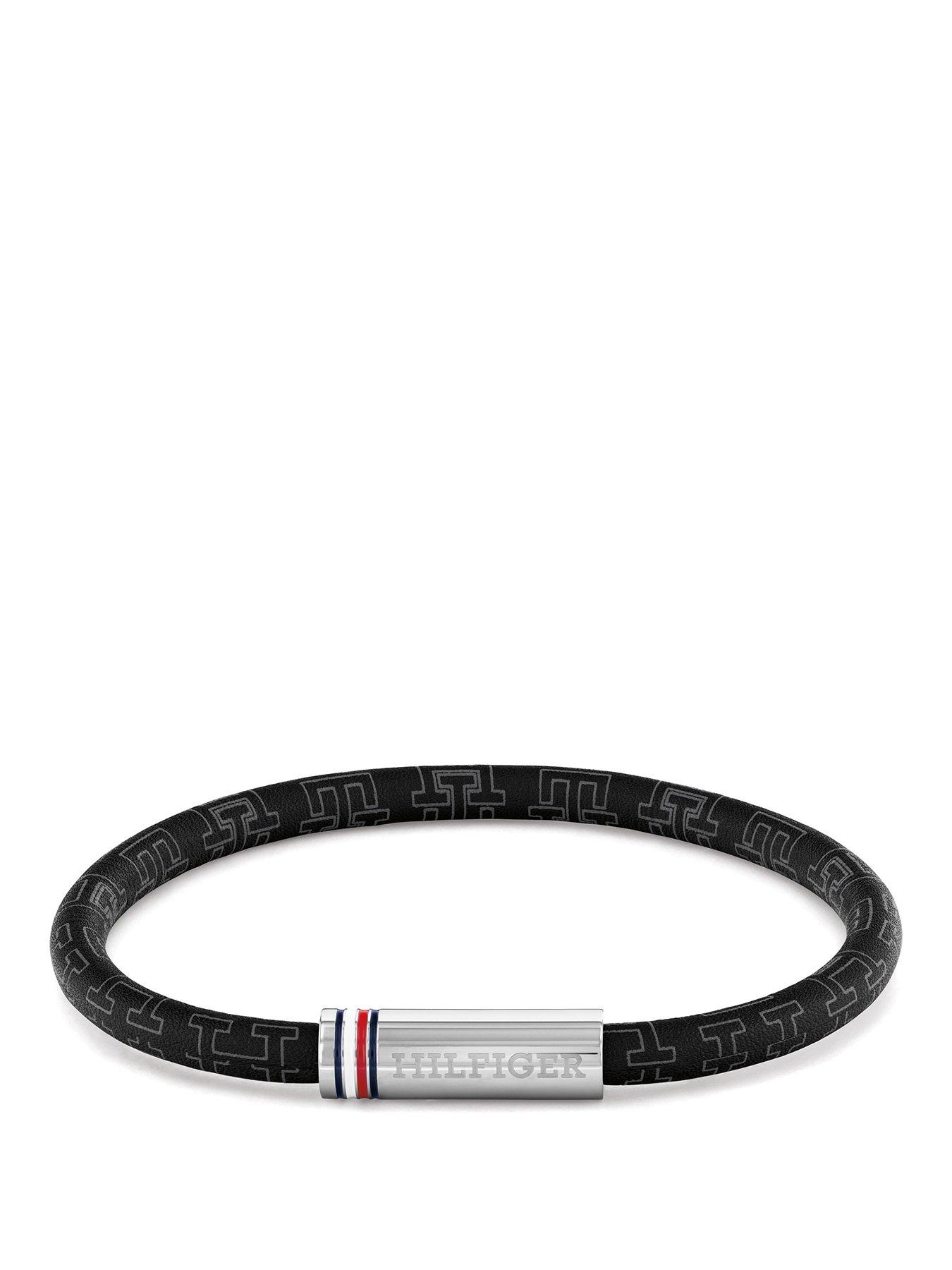 Tommy Hilfiger Tommy Hilfiger Men's Black Cord Leather Bracelet