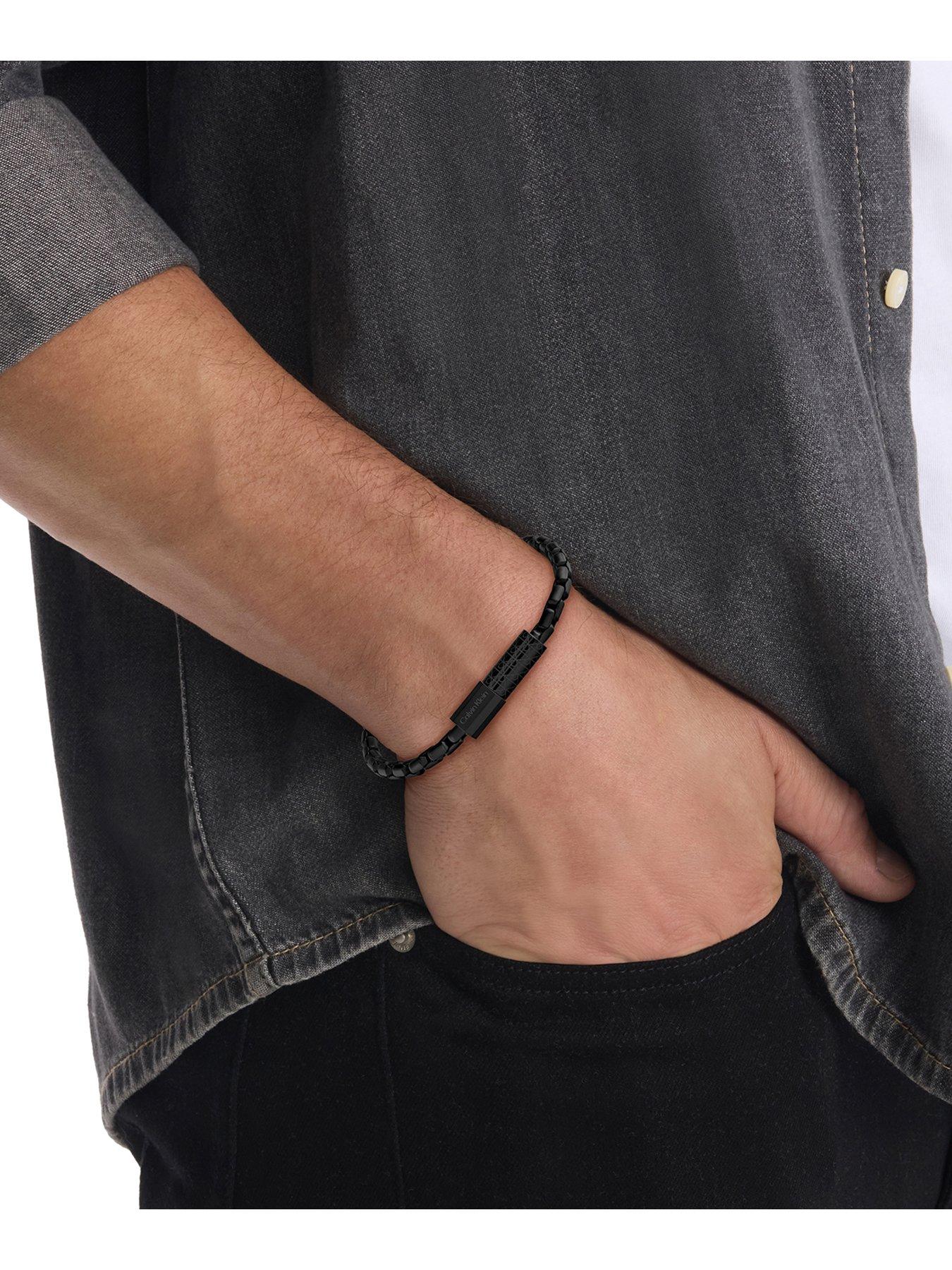 Image 3 of 4 of Calvin Klein Calvin Klein Mens CK Contoured Barrel Black IP Bracelet