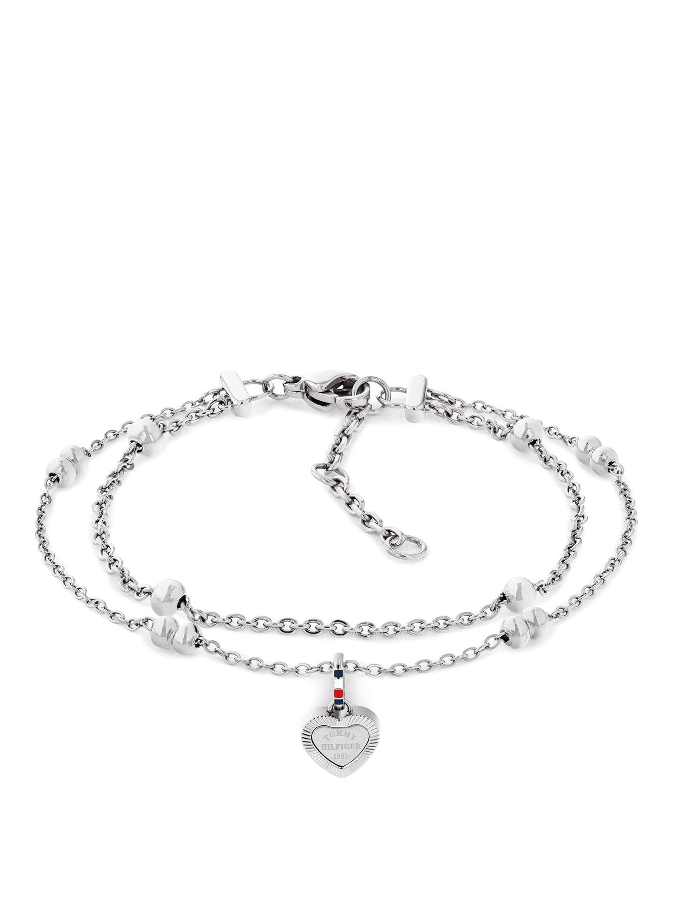Tommy Hilfiger Womens Stainless Steel  Layered Chain Bracelet