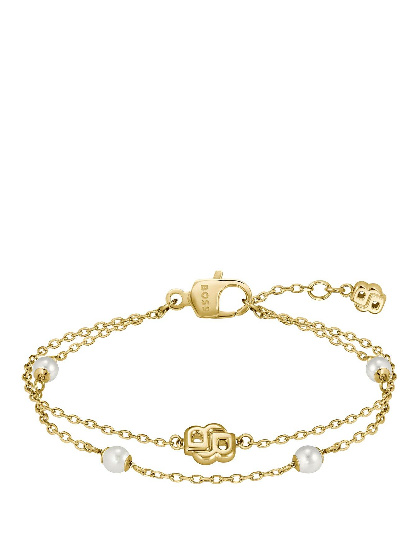 Image 1 of 7 of BOSS Ladies Double B Mirelle Gold IP and Pearl Bracelet