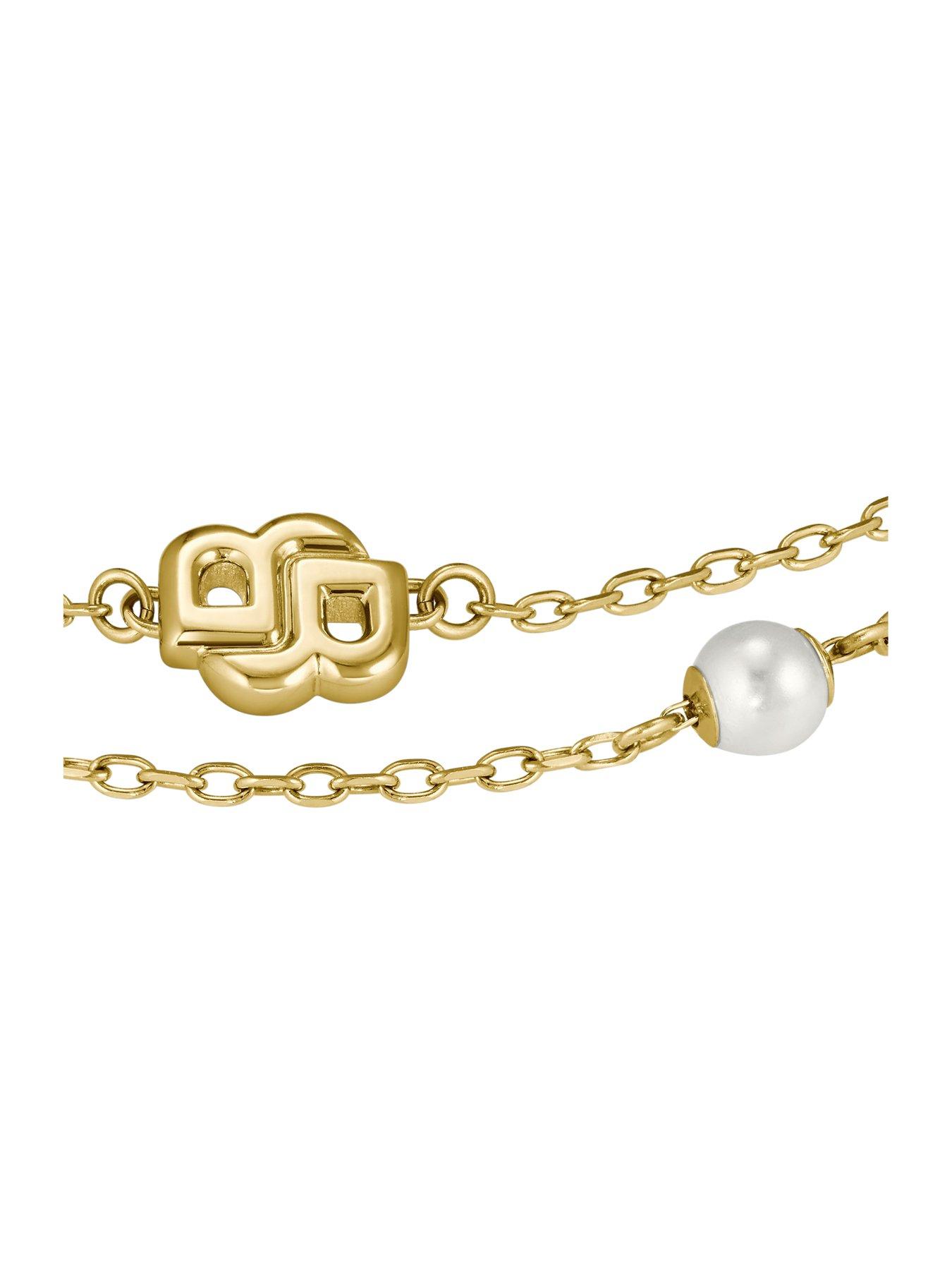 Image 2 of 7 of BOSS Ladies Double B Mirelle Gold IP and Pearl Bracelet