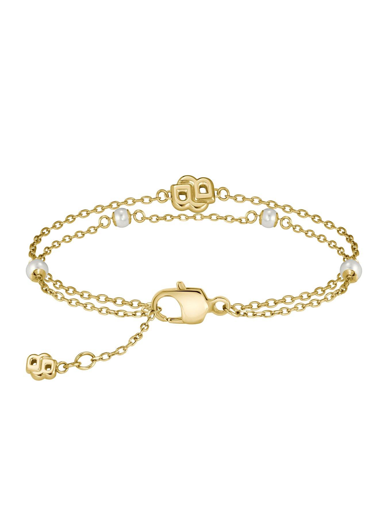 Image 3 of 7 of BOSS Ladies Double B Mirelle Gold IP and Pearl Bracelet