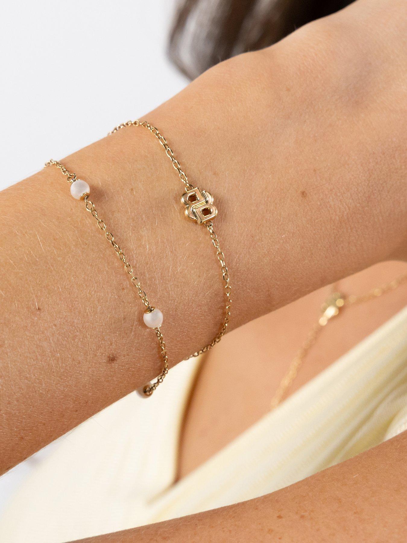 Image 4 of 7 of BOSS Ladies Double B Mirelle Gold IP and Pearl Bracelet