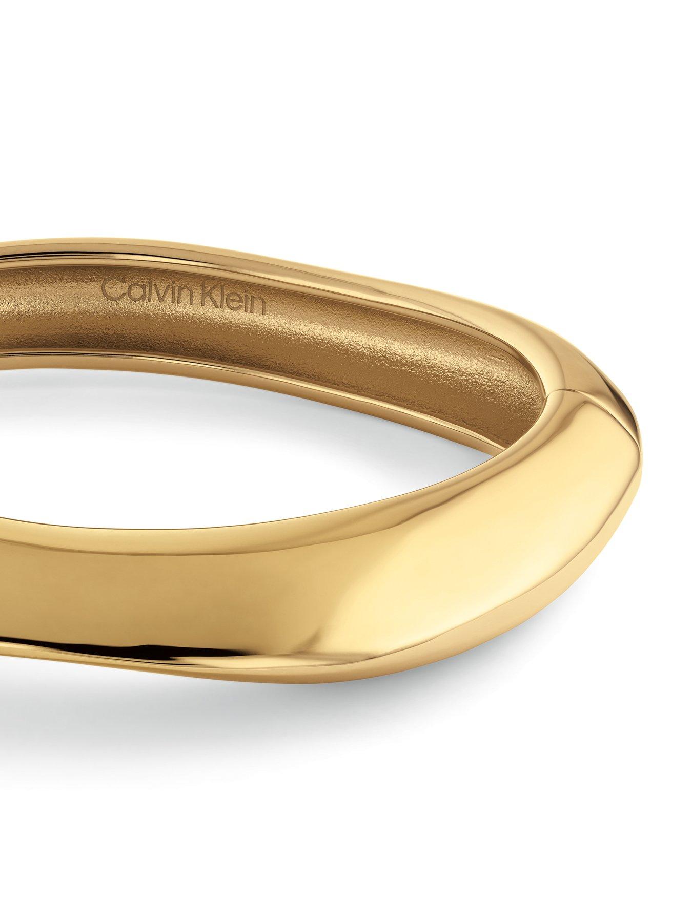calvin-klein-womens-ck-sculpted-gold-plated-banglestillFront