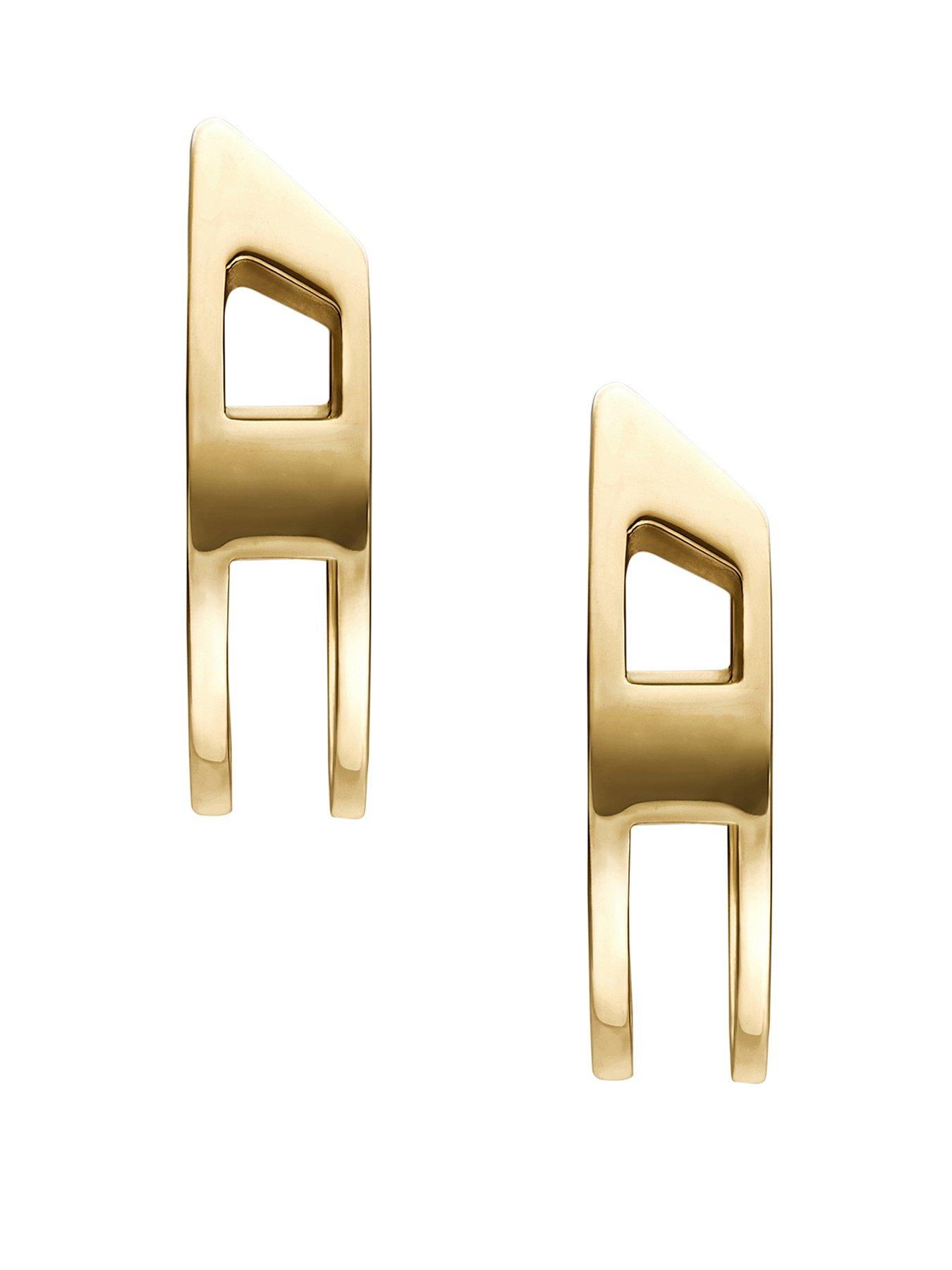 Diesel Diesel Unisex Gold-Tone Stainless Steel Hoop Earrings, DX1671710