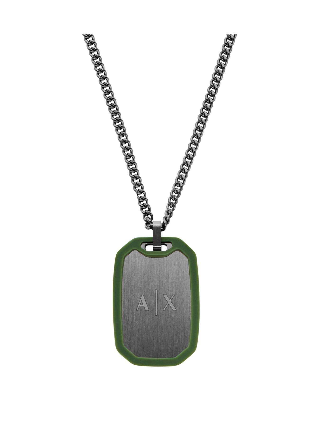 Image 1 of 2 of Armani Exchange Armani Exchange Mens Stainless Steel Dog Tag Necklace, AXG0170060