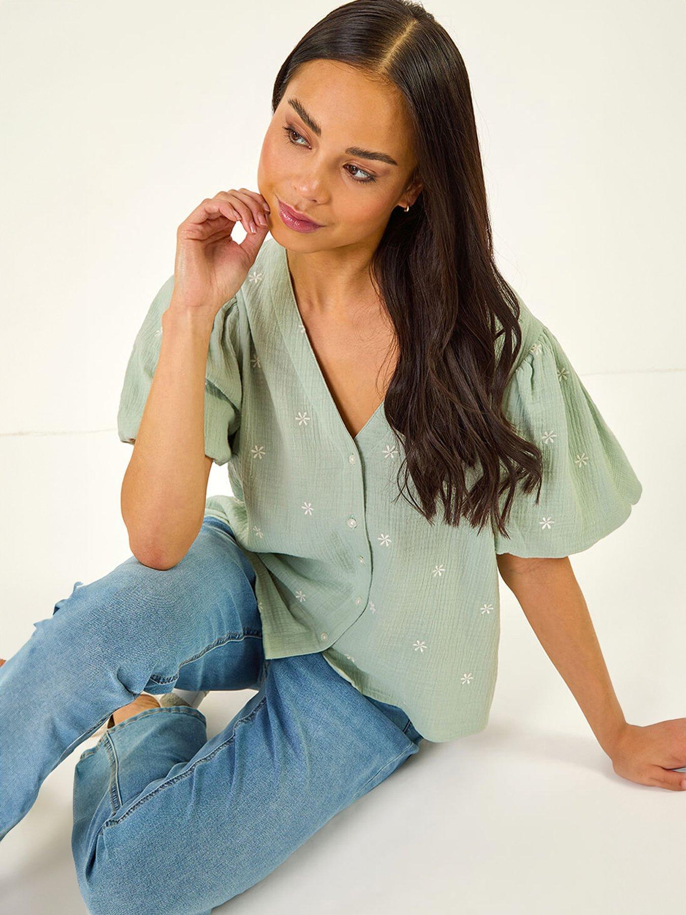 roman-petite-embroidered-v-neck-topoutfit