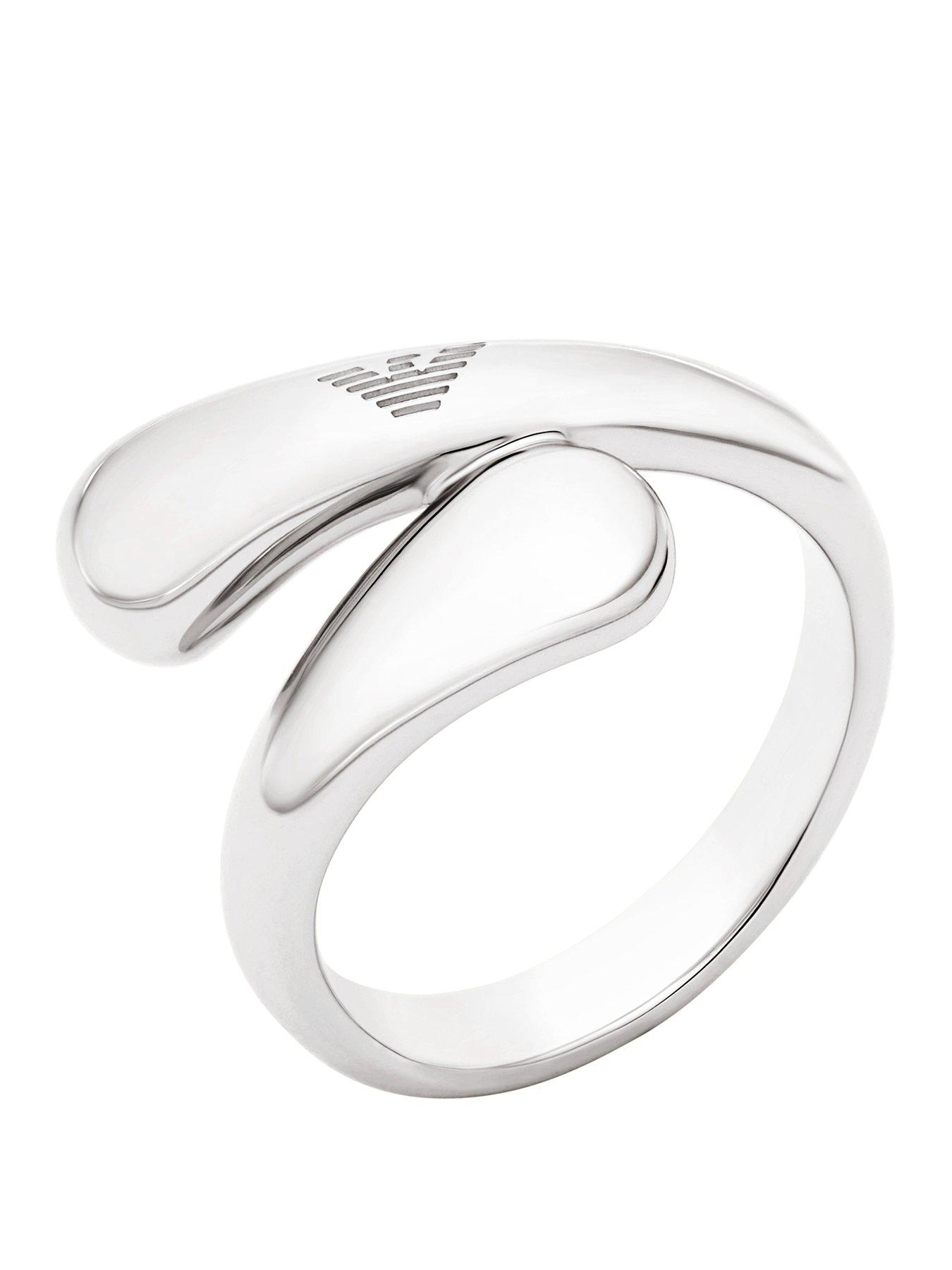 Emporio Armani Emporio Armani Womens Silver-Tone Brass Band Ring, EGS3341040