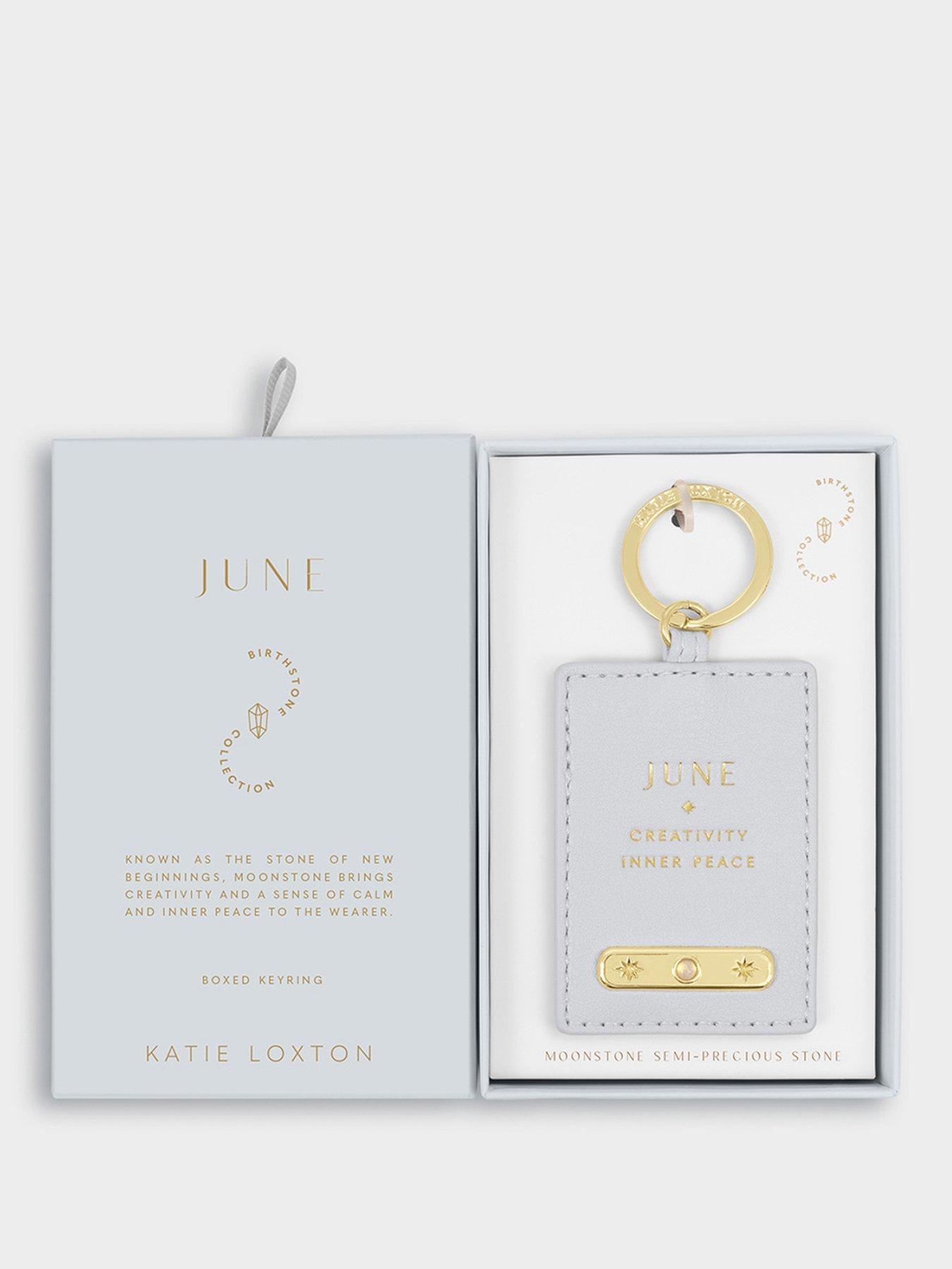 Katie Loxton BIRTHSTONE KEYRING, Off White , 7.5cm x 5.2cm