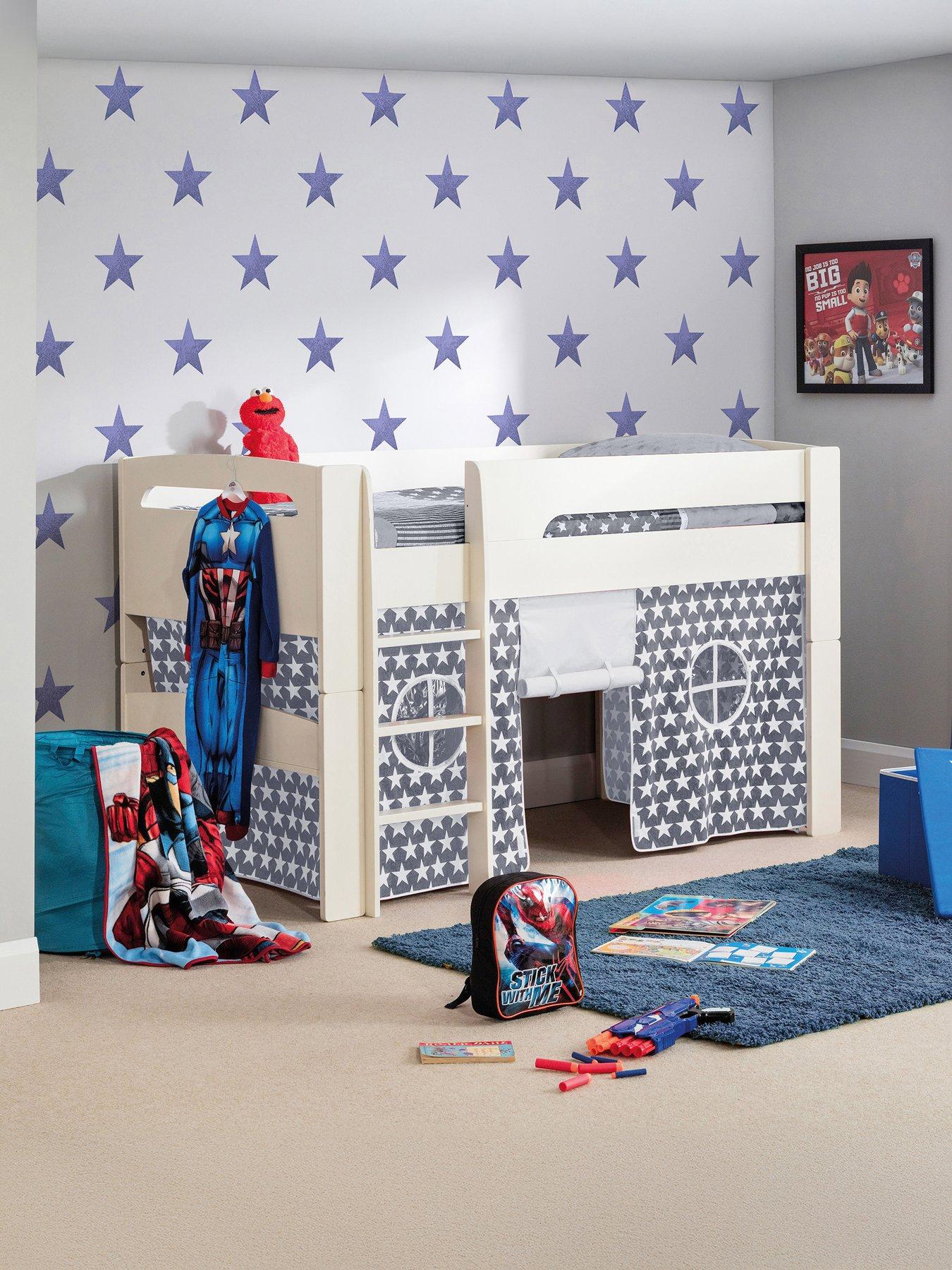 julian-bowen-nova-white-midsleeper-bed-with-grey-star-tentfront