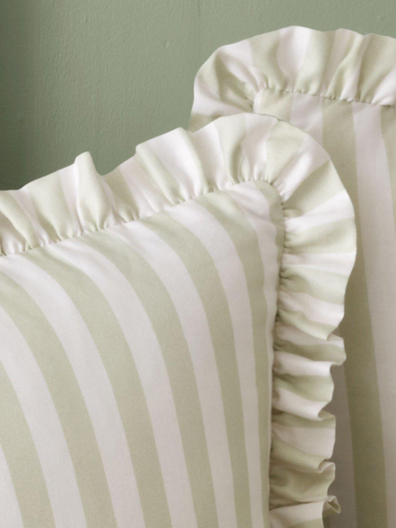Image 2 of 3 of Cath Kidston Canopy Stripe Green 100% Cotton Standard Pillowcase Pair