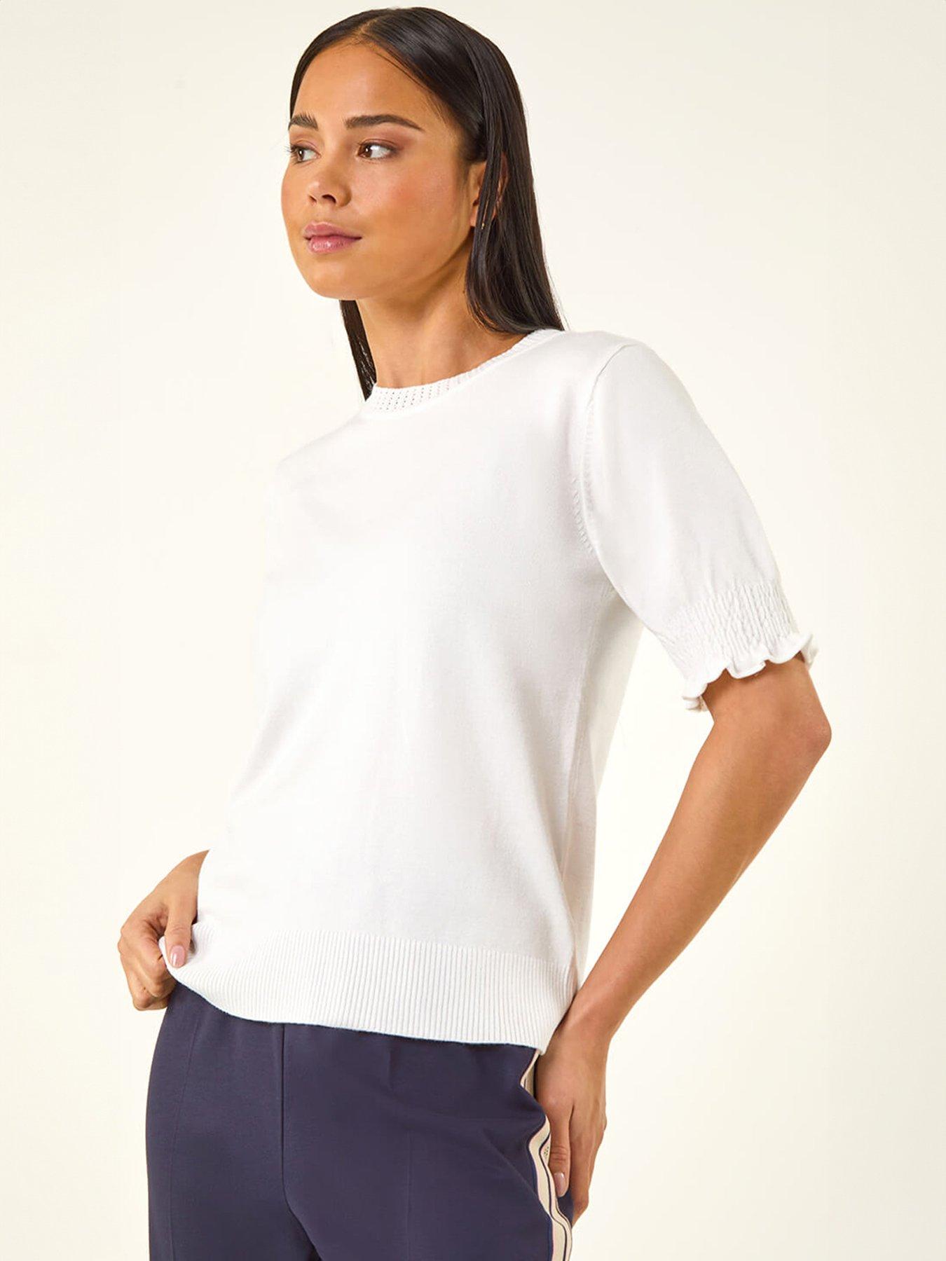 roman-petite-shirred-sleeve-knit-topfront