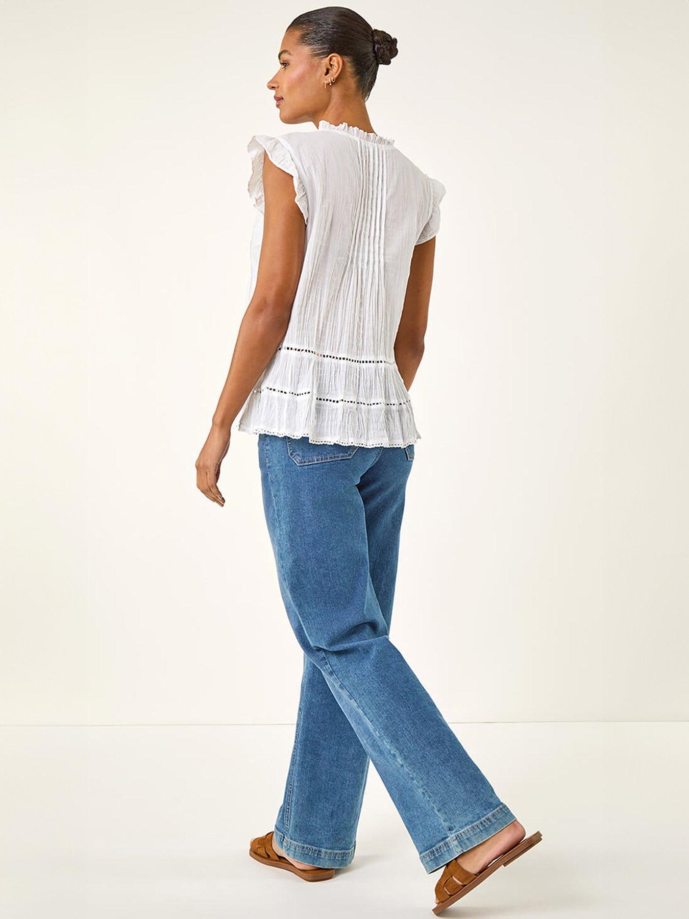 Image 2 of 5 of Roman Crinkle Frill Neck Blouse