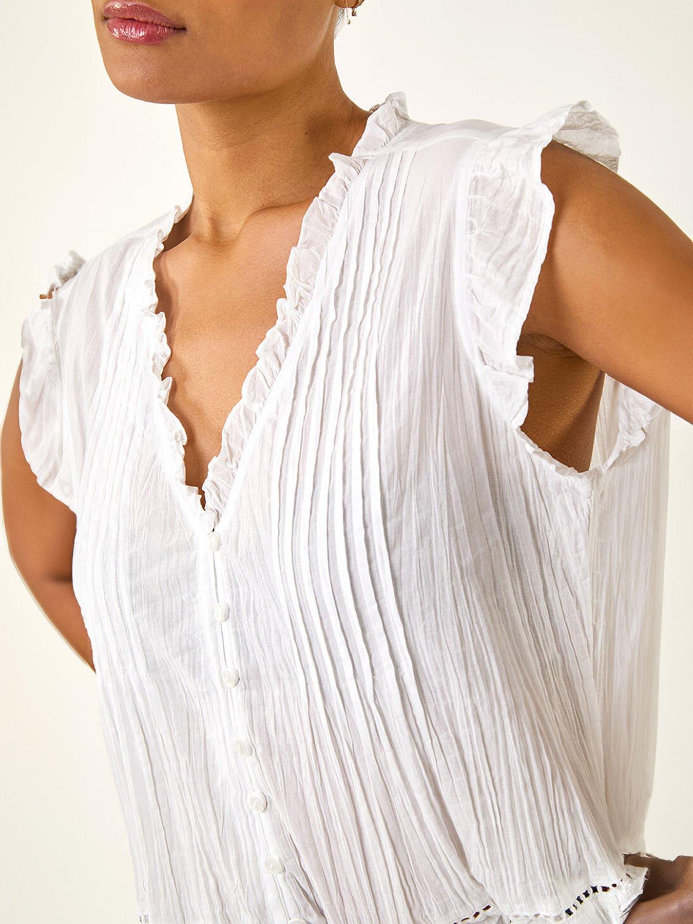 Image 5 of 5 of Roman Crinkle Frill Neck Blouse