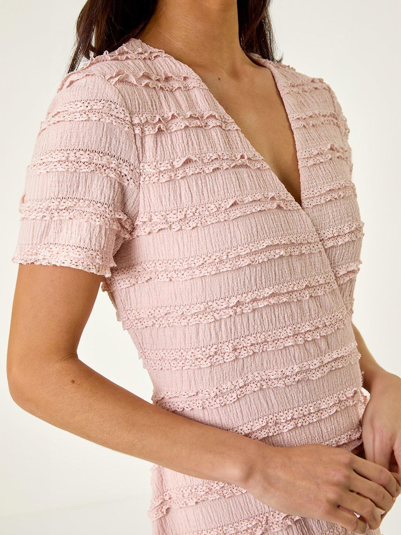 Image 5 of 5 of Roman Petite Ruffle Midi Wrap Dress