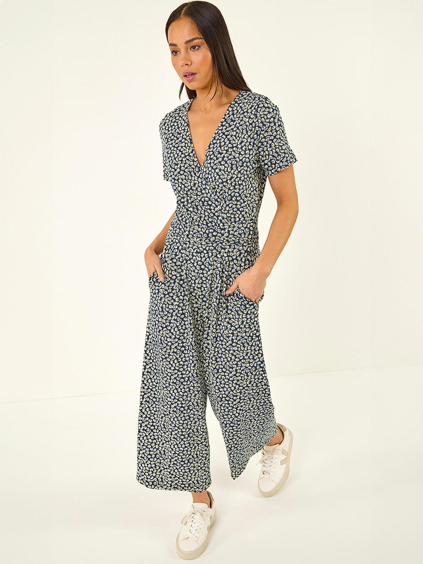 Roman Petite Ditsy Wrap Jumpsuit