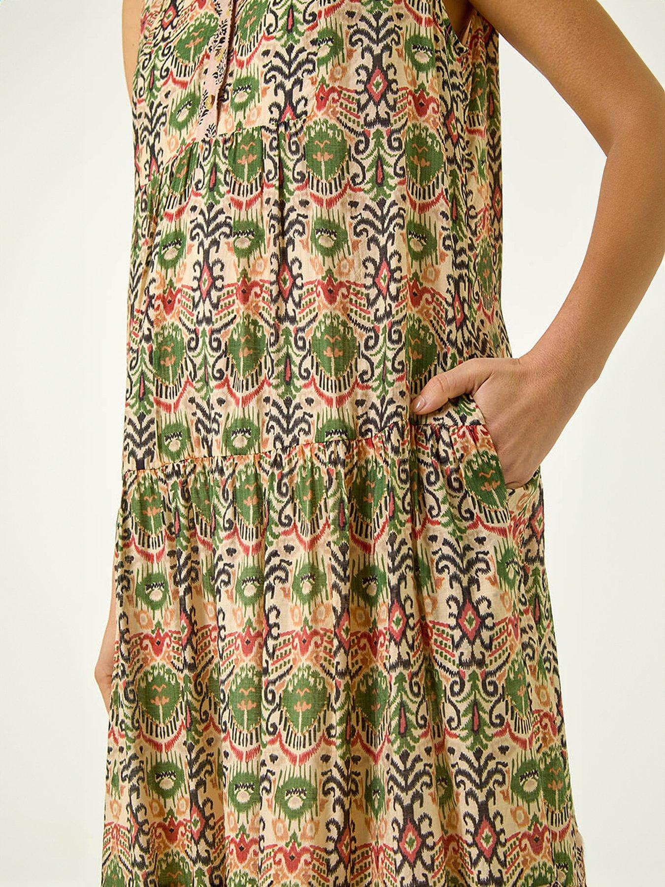 Image 5 of 5 of Roman Border Print Midi Smock Dress