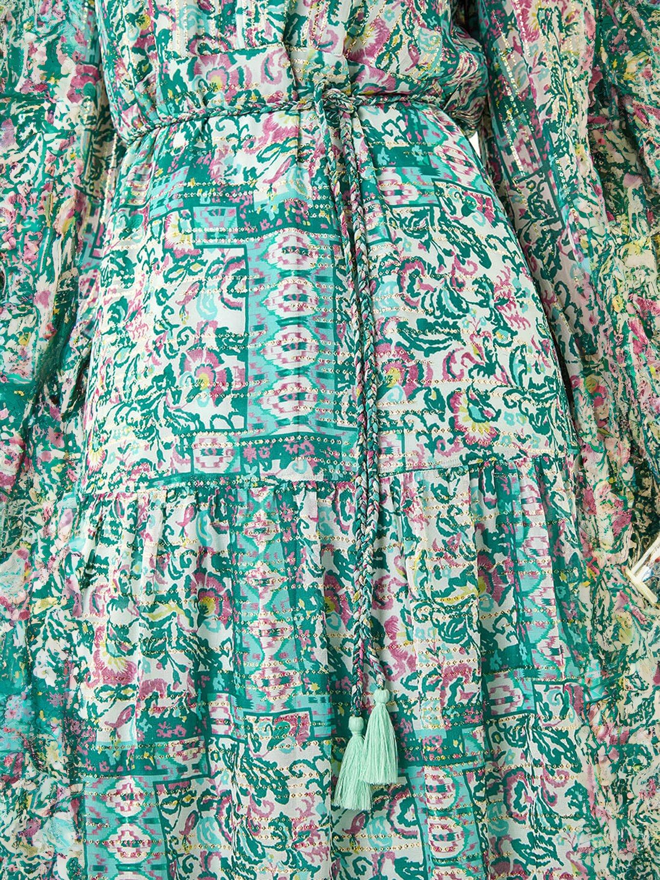 roman-printed-metallic-tie-waist-maxi-dressdetail