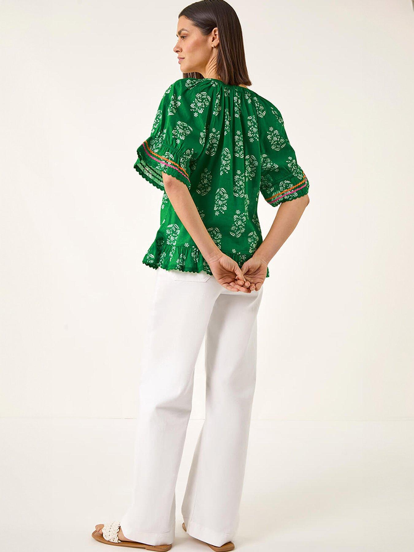 Image 2 of 5 of Roman Floral Ric Rac Frill Hem Top